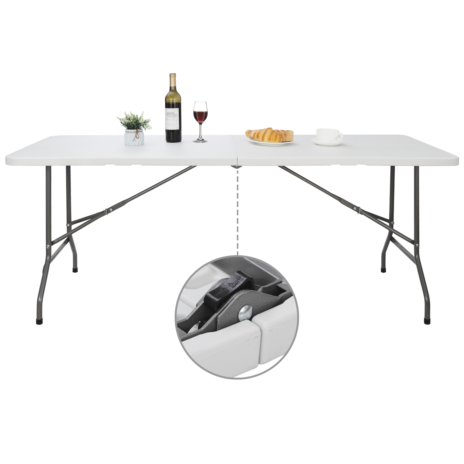 6FT Folding Table Portable Indoor Outdoor BBQ Picnic Party Camping Tables White