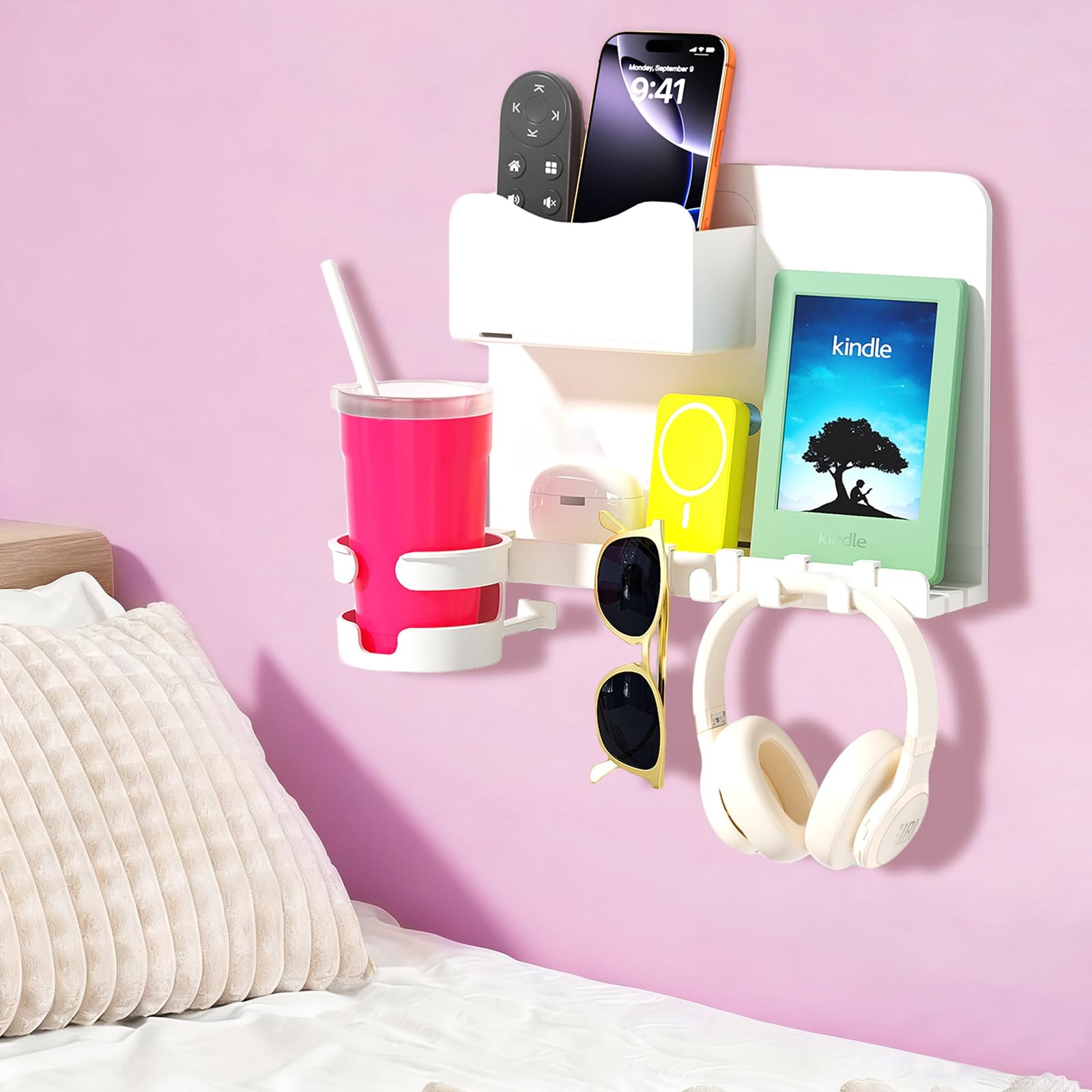 Floating Shelves for Bedside Shelf, Stick On Organizer, Dorm Room Essentials,…