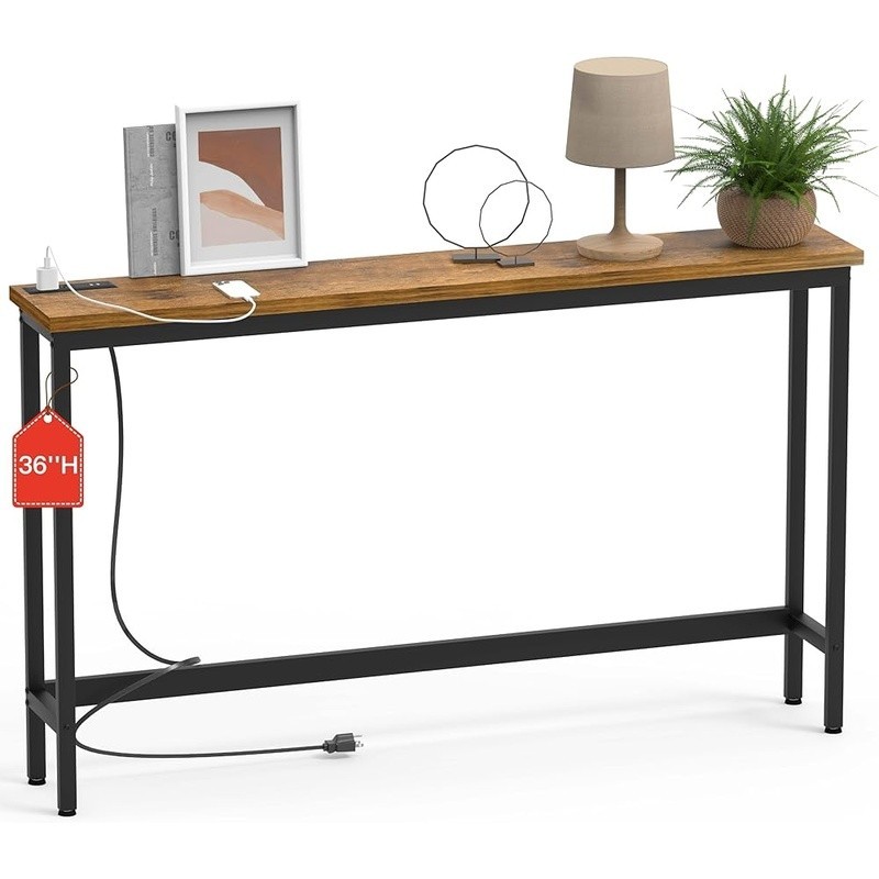 Seamless Console Table W/ Built-in Charging Station Living Room Entryway New