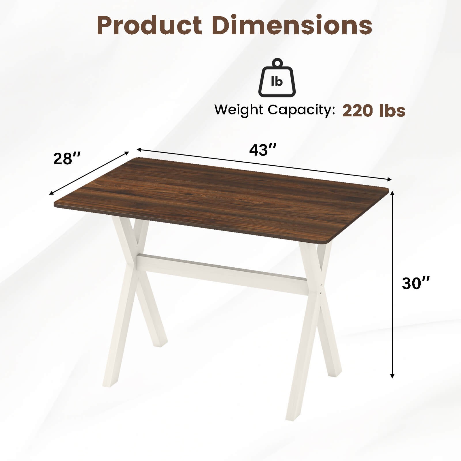 Dining Table w/ X-shaped Frame Wood Grain Texture Tabletop Accent Side Table