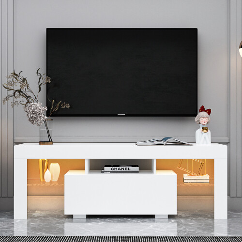 Modern LED TV Stand Storage Cabinet Up to 55″ MDF Console Table for Living Room