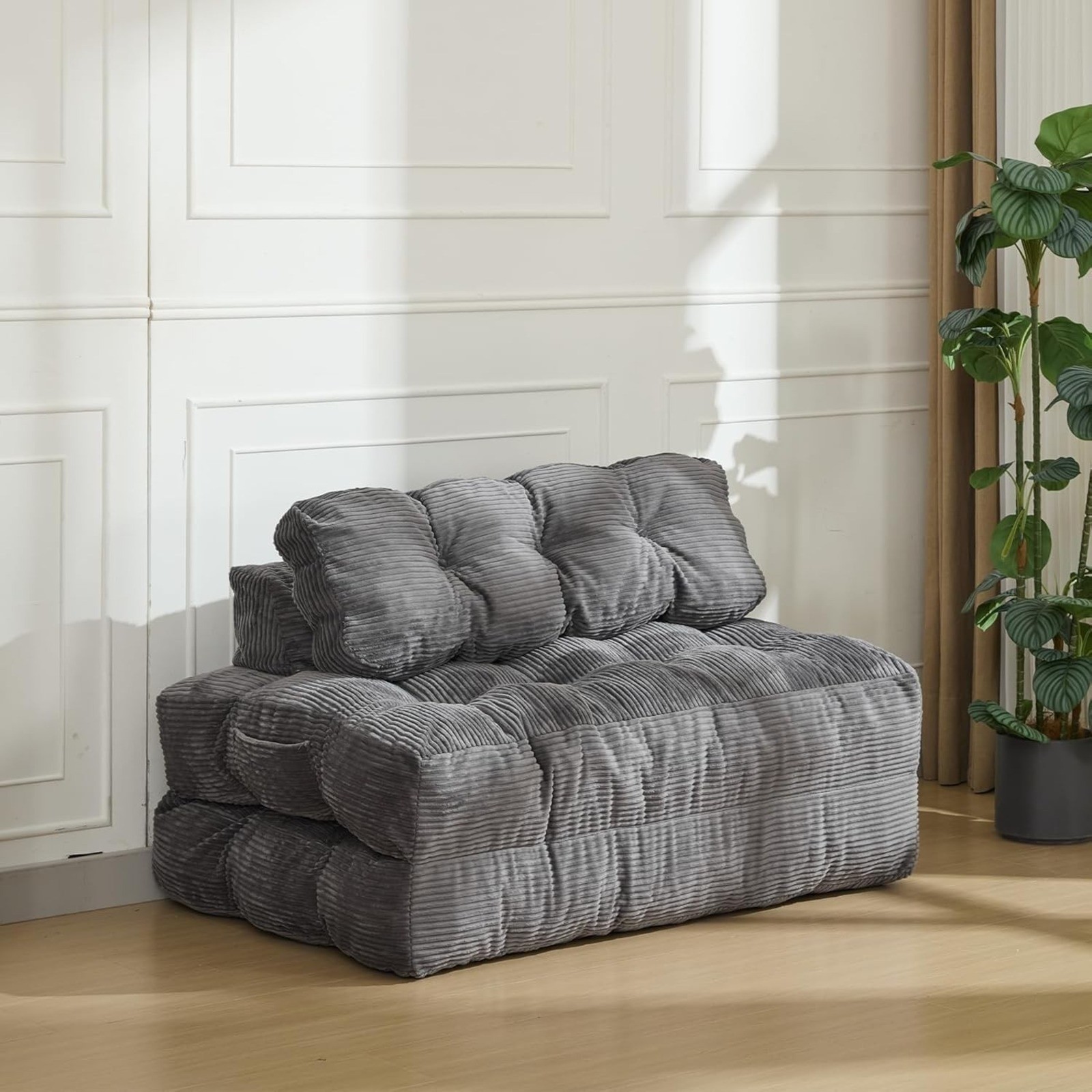 A Set Versatile Folding Sofa Bed Futon Convertible Sleeper Chairs with Pillow