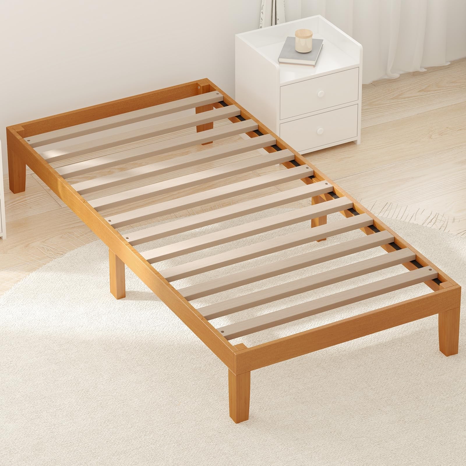 Twin Size Bed Frame, Underbed Storage, 500 LBS