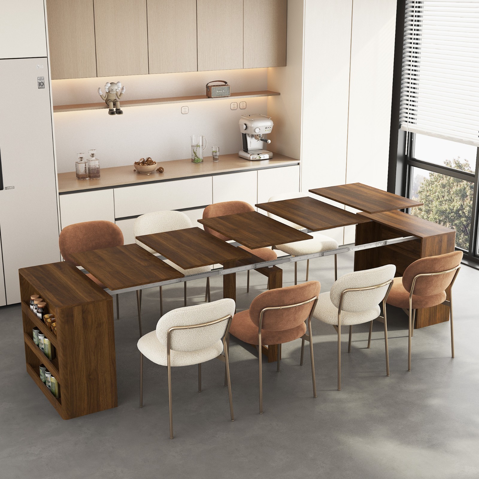 Modern Extendable Foldable Dining Table Wood Kitchen Table Desk For Living Room