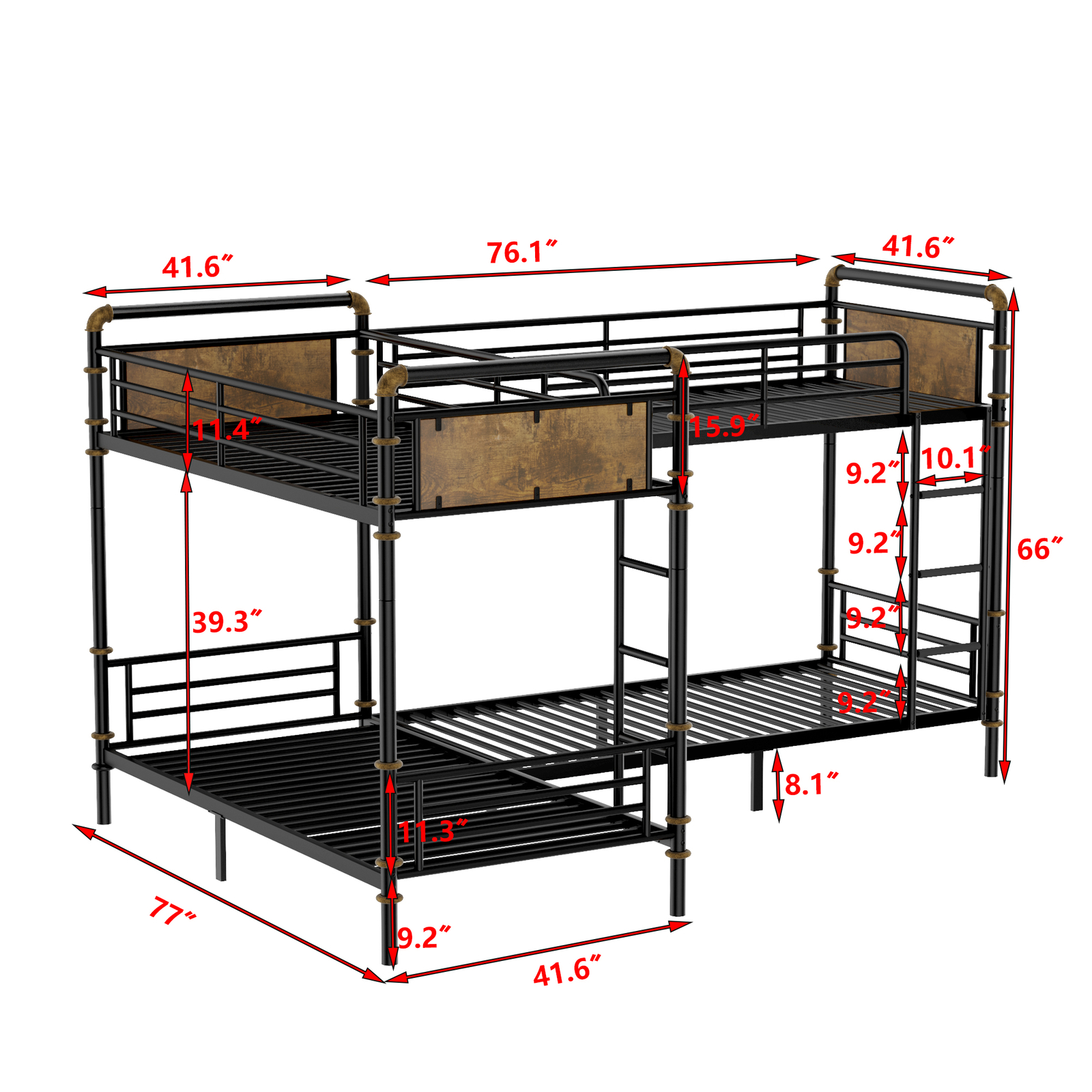 Modern Bunk Bed for 4 Kids Heavy Duty Metal Twin Bunk Bed Detachable Triple Beds