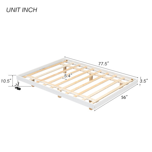 Full Queen King Floating Bed Frames with LED Lights No Headboard Kids Bed Frames
