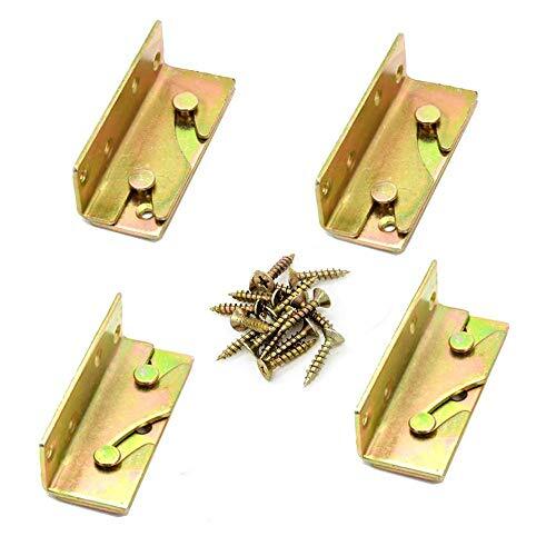 4 Set Bed Frame Rail Brackets Fitting Woodworking Accessories Connector Hardware