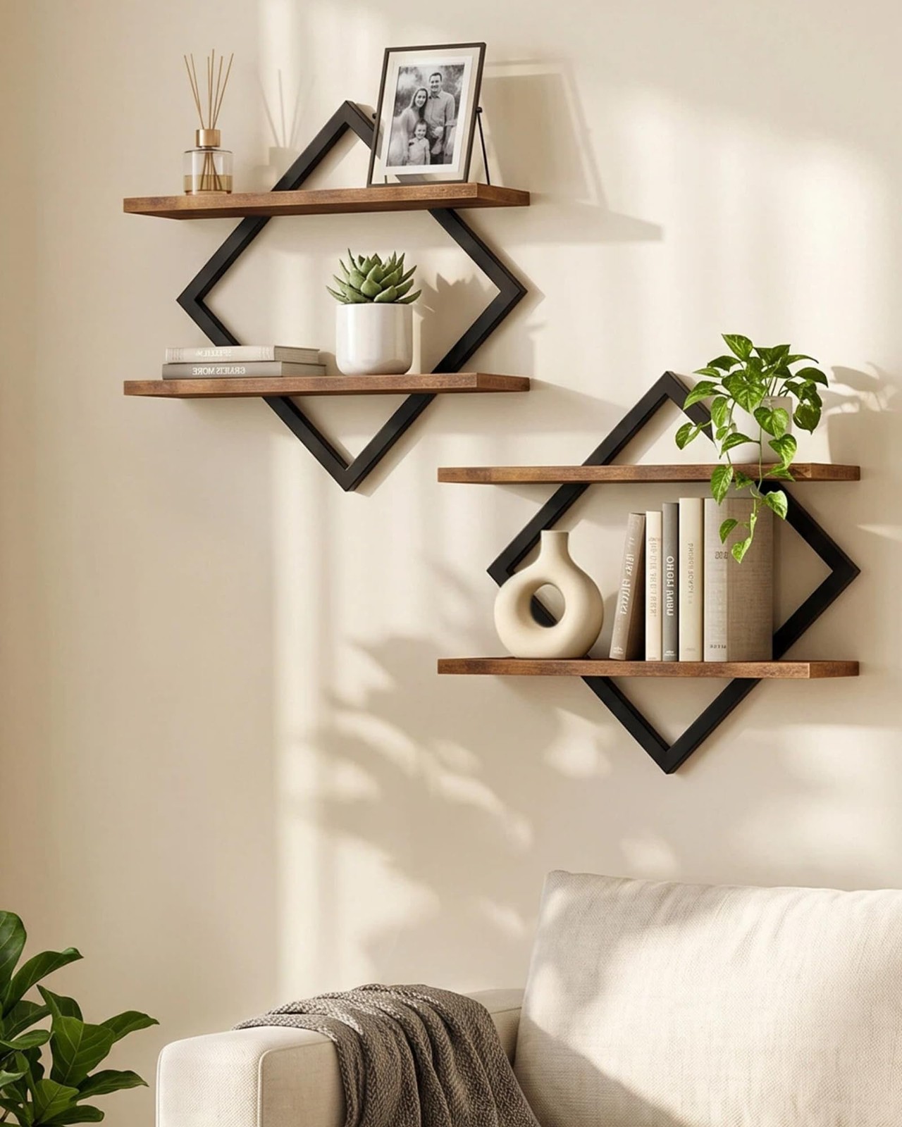CHOEZON Floating Shelves Set of 2 Wall Shelves 2 Tier Hanging Shelves Wall Shelf