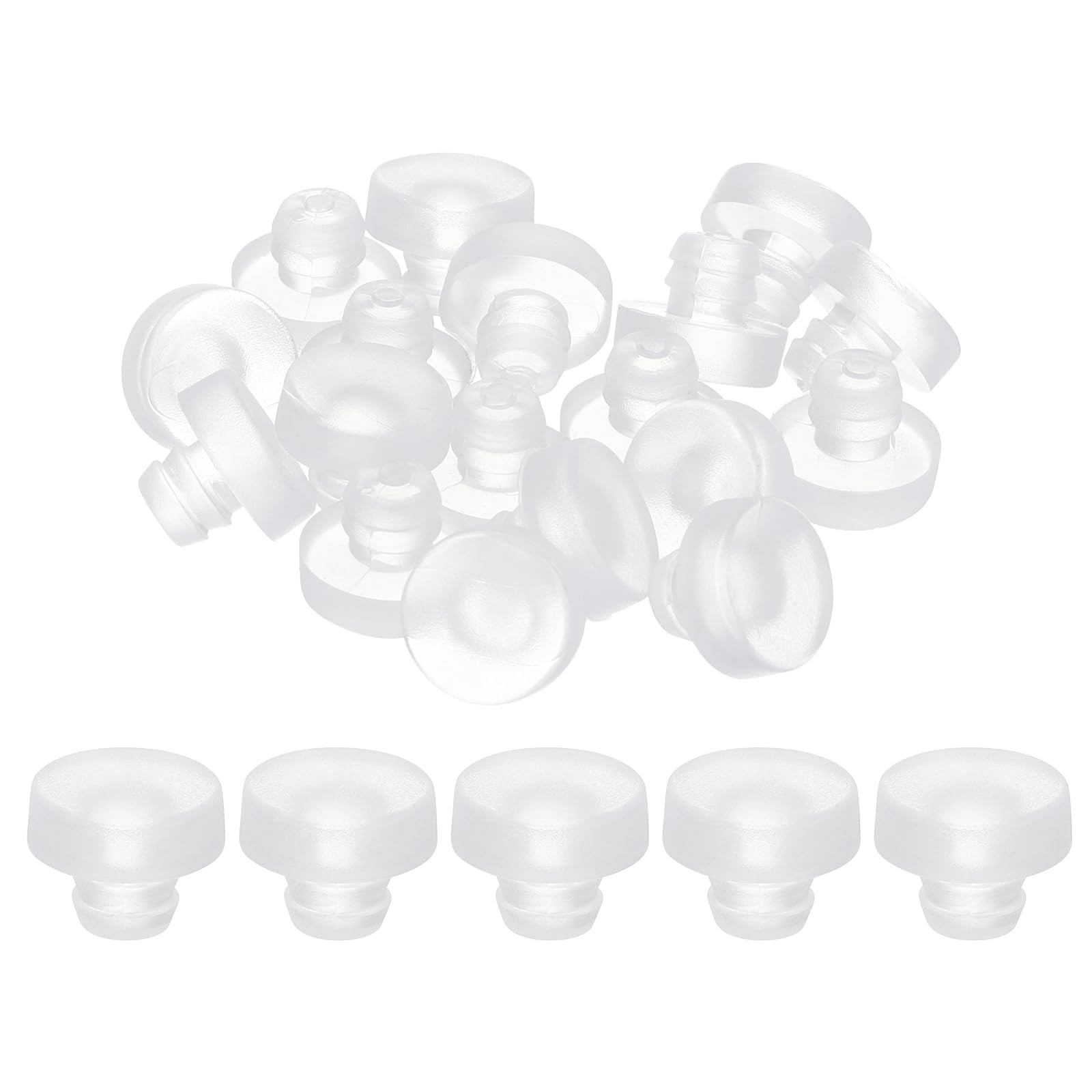 uxcell 30Pcs Glass Table Top Bumpers with Stem, Clear Rubber Push in Bumpers for