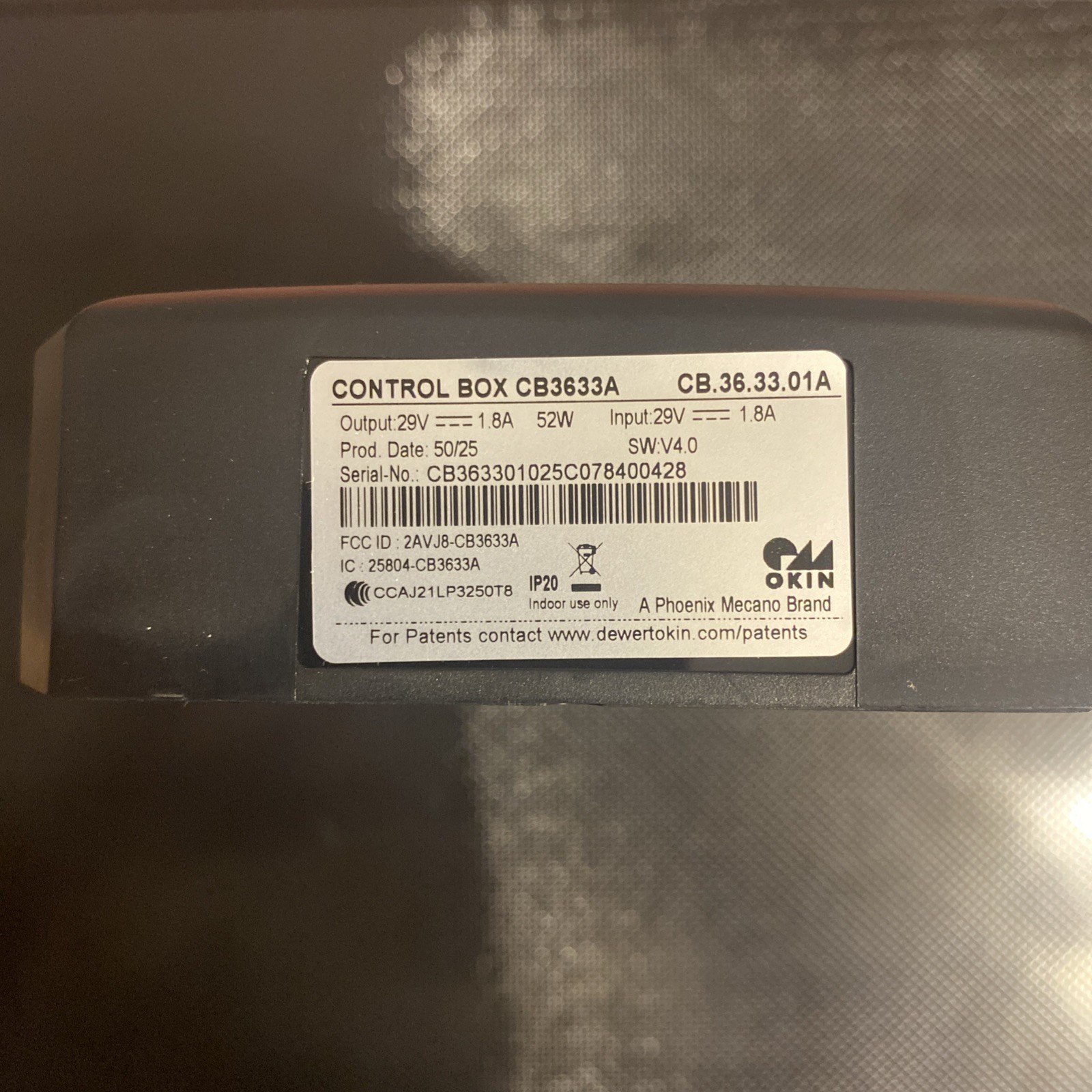 Okin Adjustable Bed base Control Box CB3633A