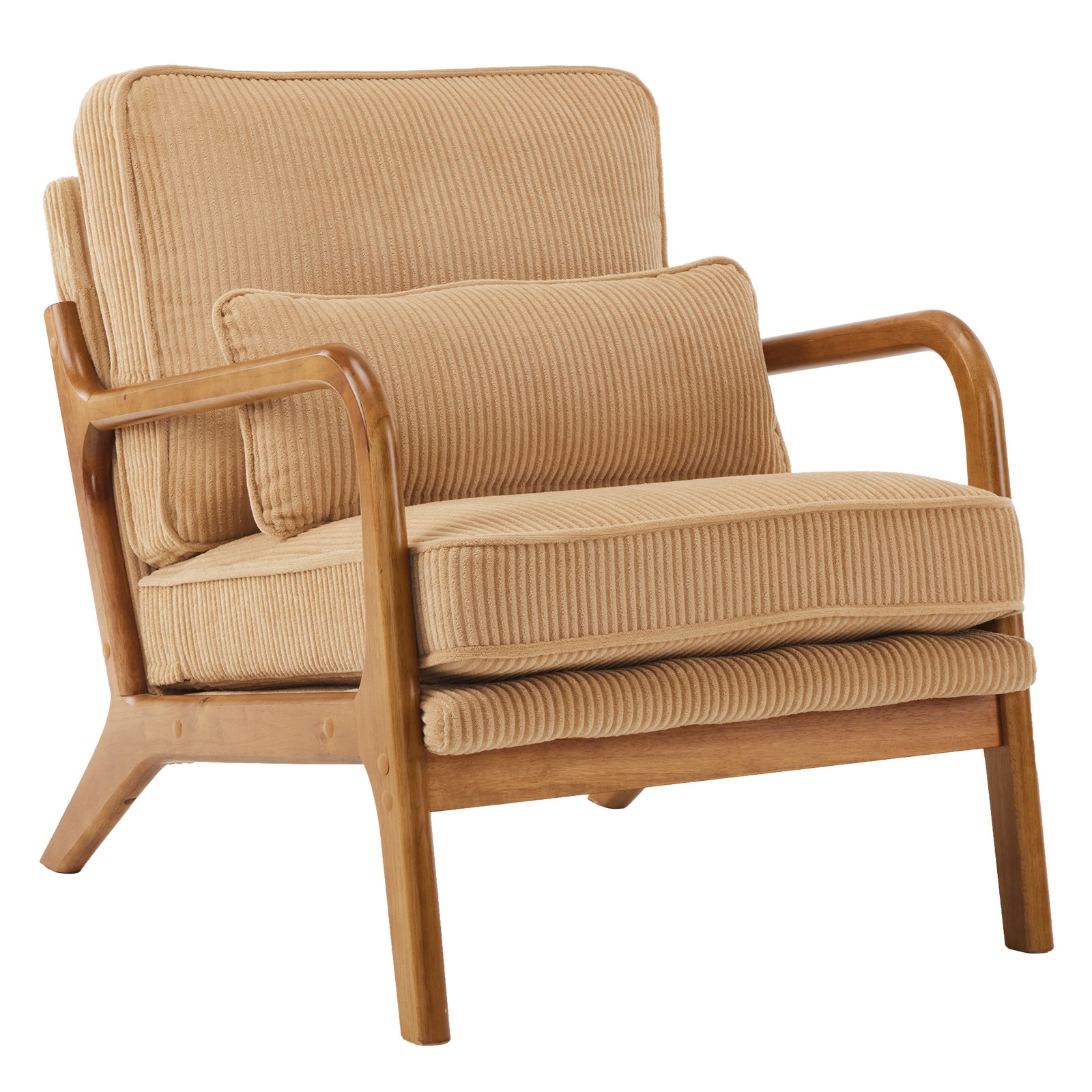 Khaki Corduroy Upholstered Indoor Lounge Chair (330LBS Weight Capacity)
