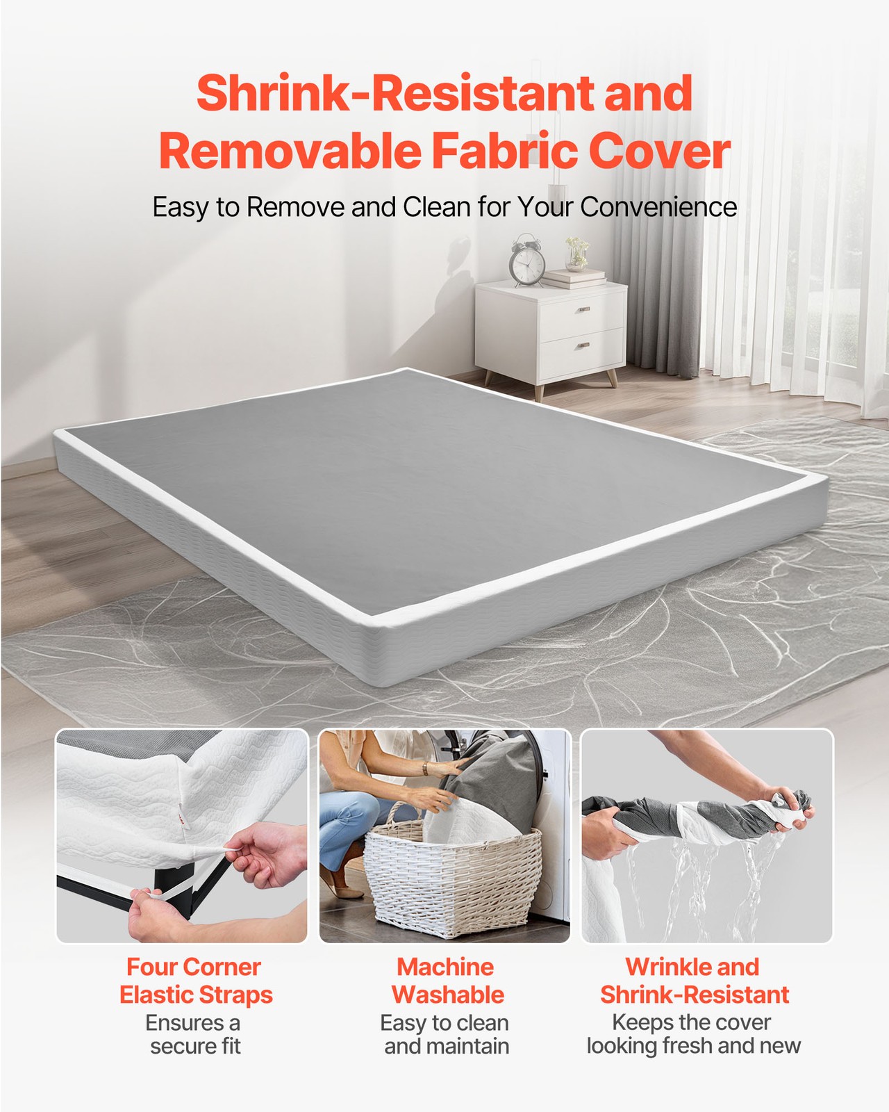 Uimoso Metal Bed Frame with Fabric Cover 79.1L x 59.6W x 5.1H in Queen Size