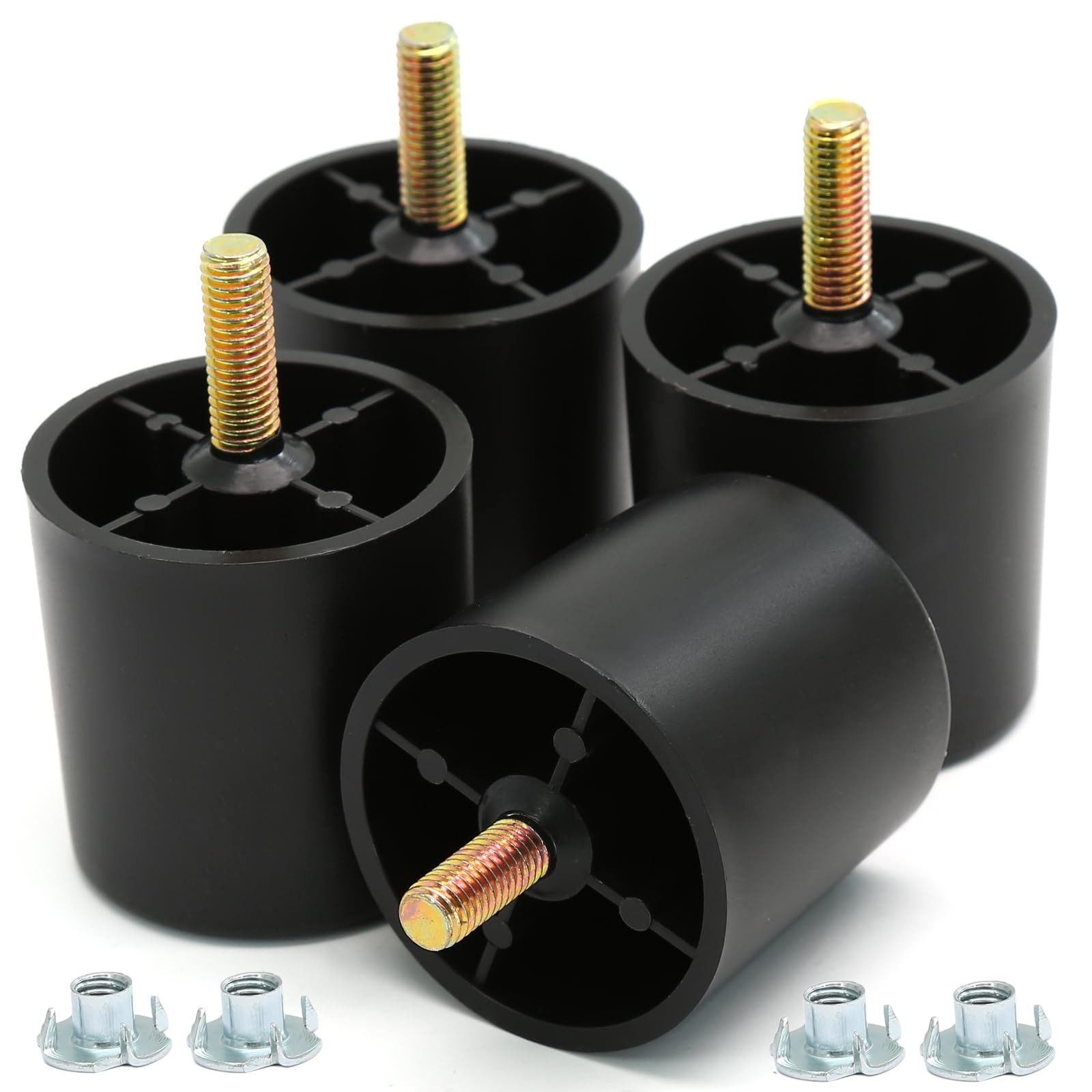 Murtenze 4Pcs 2 inch Plastic Sofa Legs，Black 2Inch Round-M8, Black