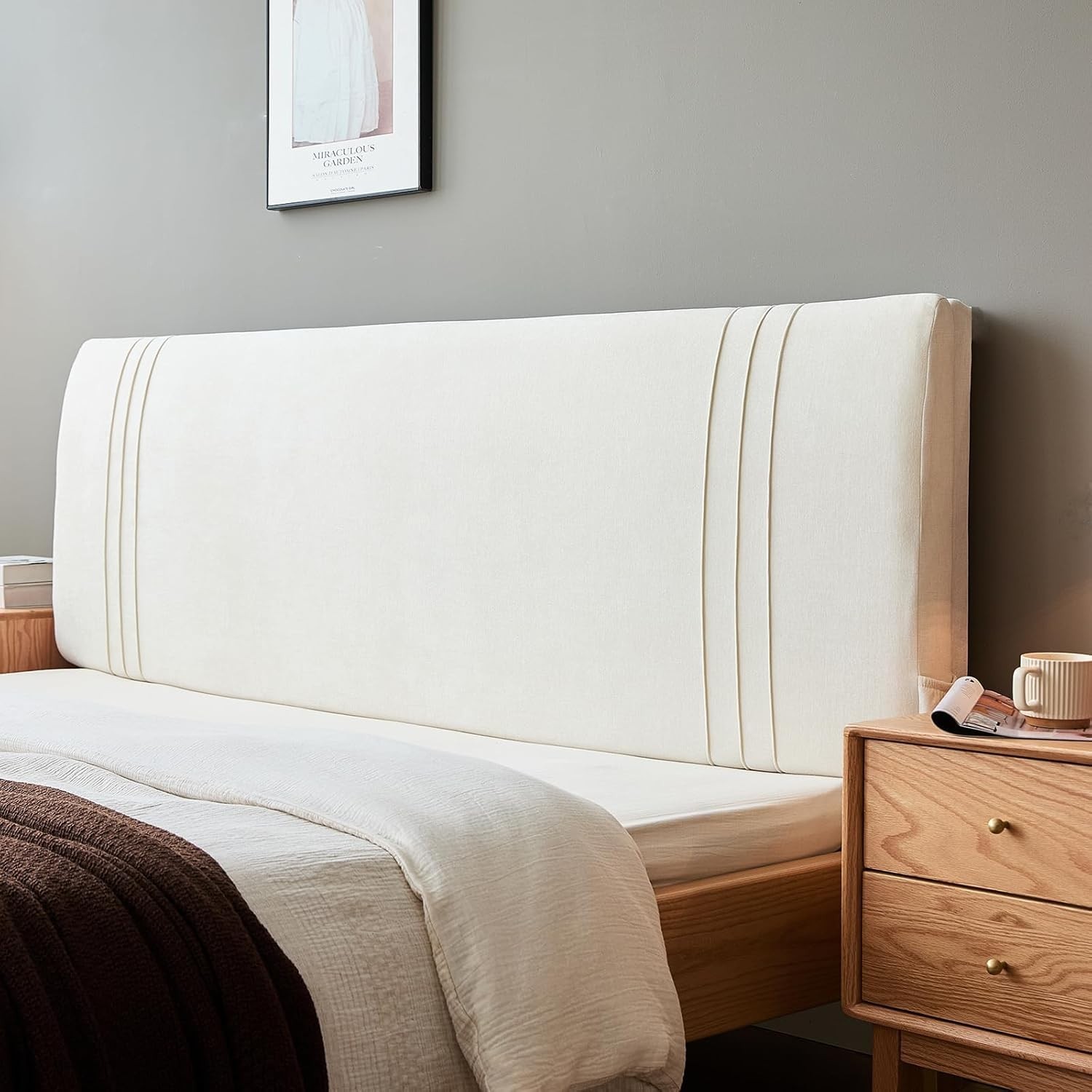Queen Headboard Only Full Size Cover Upholstered Headboards, with Storage Poc…