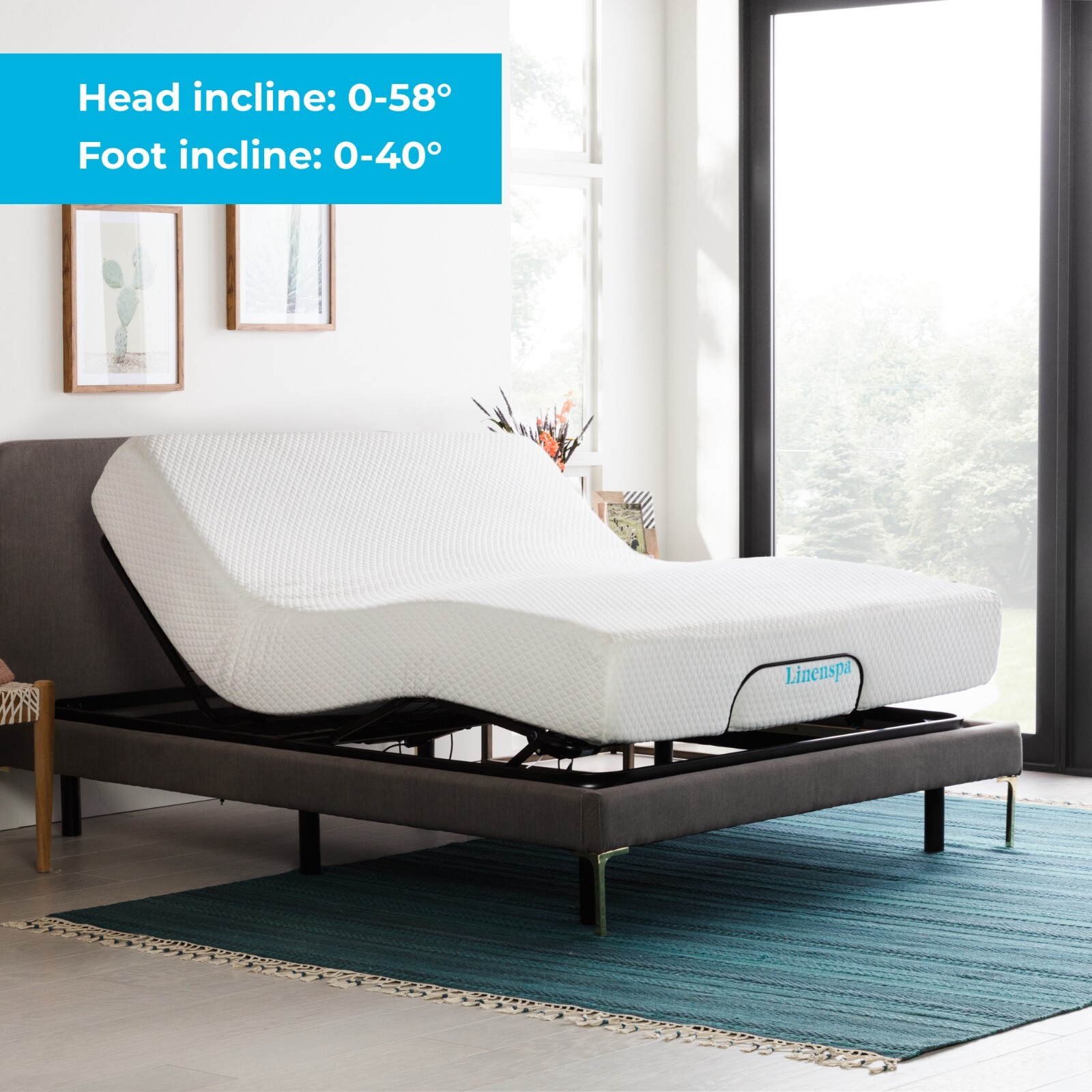 Linenspa Adjustable Base – Bed Frame with Independent Head and Foot Incline