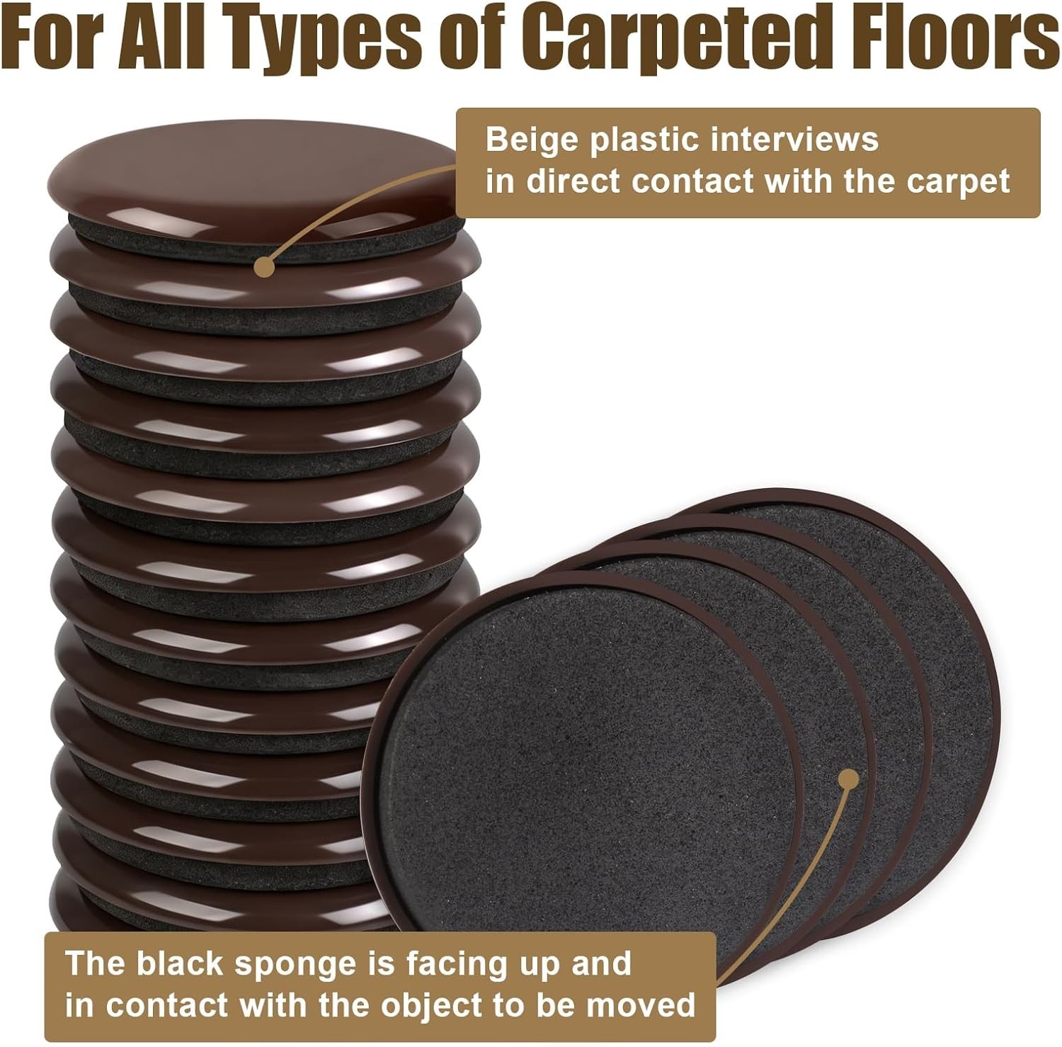 16PCS Furniture Sliders for Hardwood Floors & Carpet Heavy Duty Reusable Movers