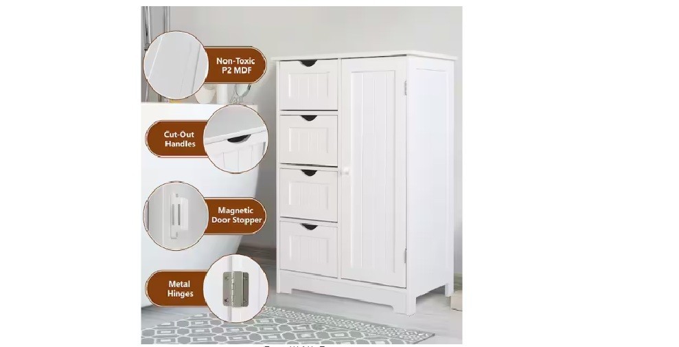 31.6 in. H x 23.6 in. W x 11.8 in. D Freestanding Linen Cabinet with Adjustable