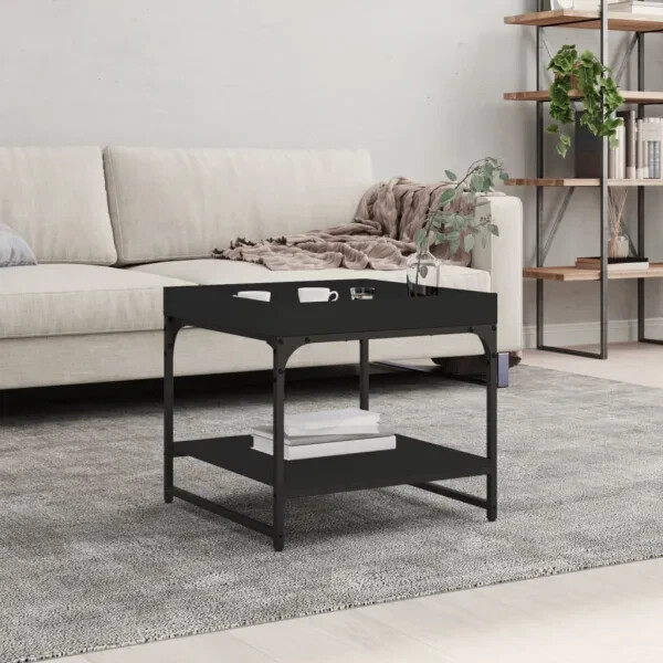 Coffee Table Black 49,5×49,5×45 cm Engineered Wood