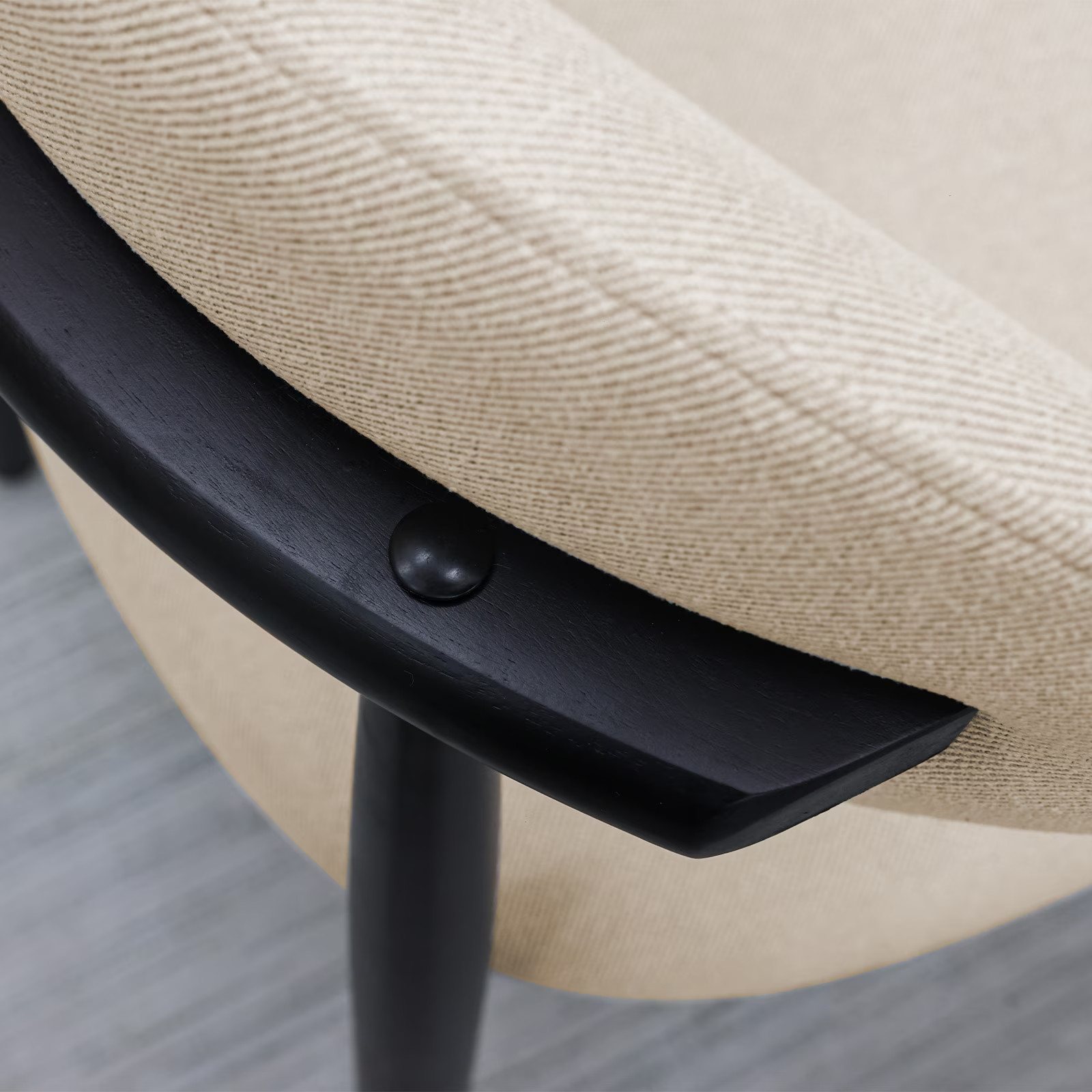 Beige Cotton-Linen Upholstered Dining Chair Set of 2, Solid Wood Legs