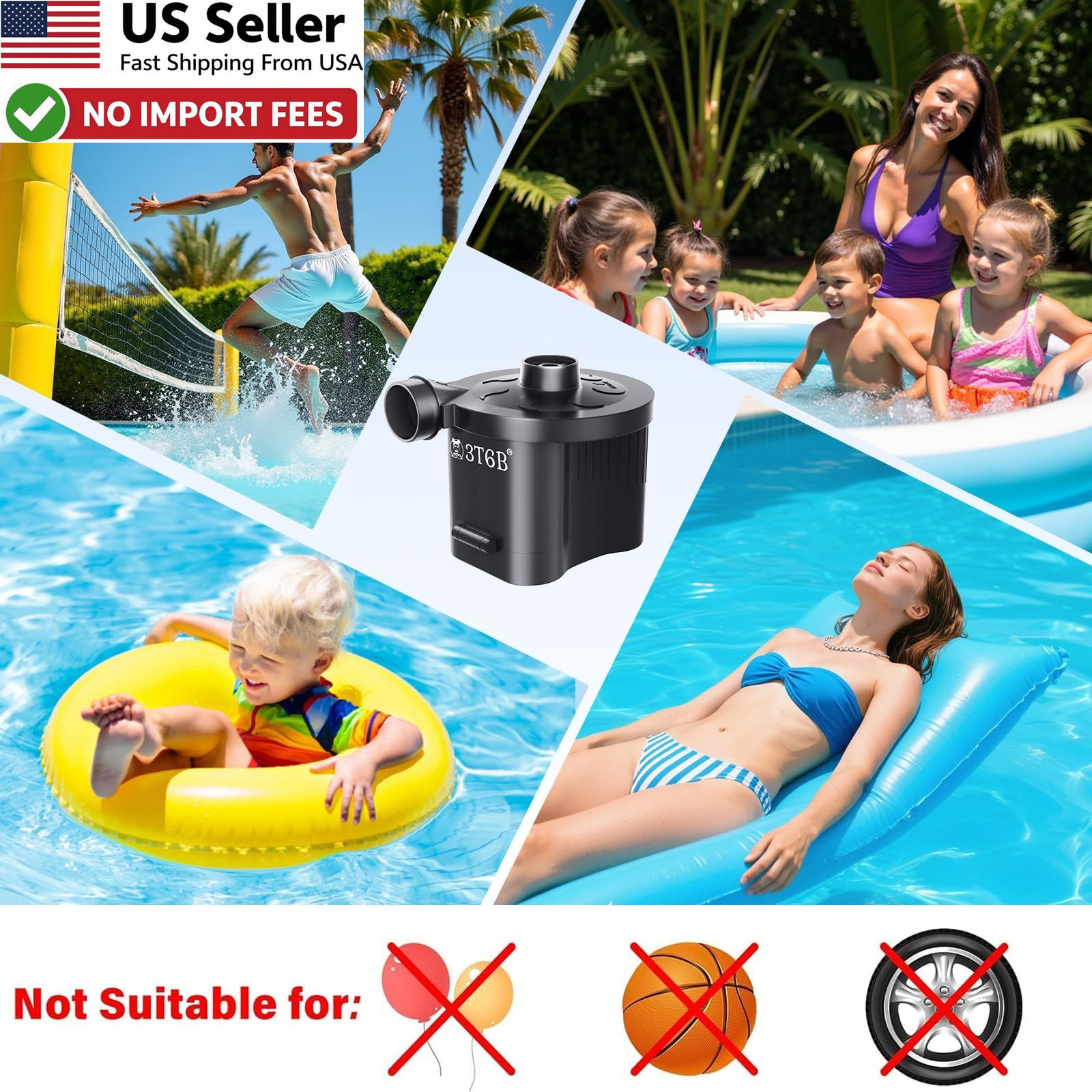 Battery Powered Electric Air Pump Wireless Quick-Fill Inflator Deflator FROM USA