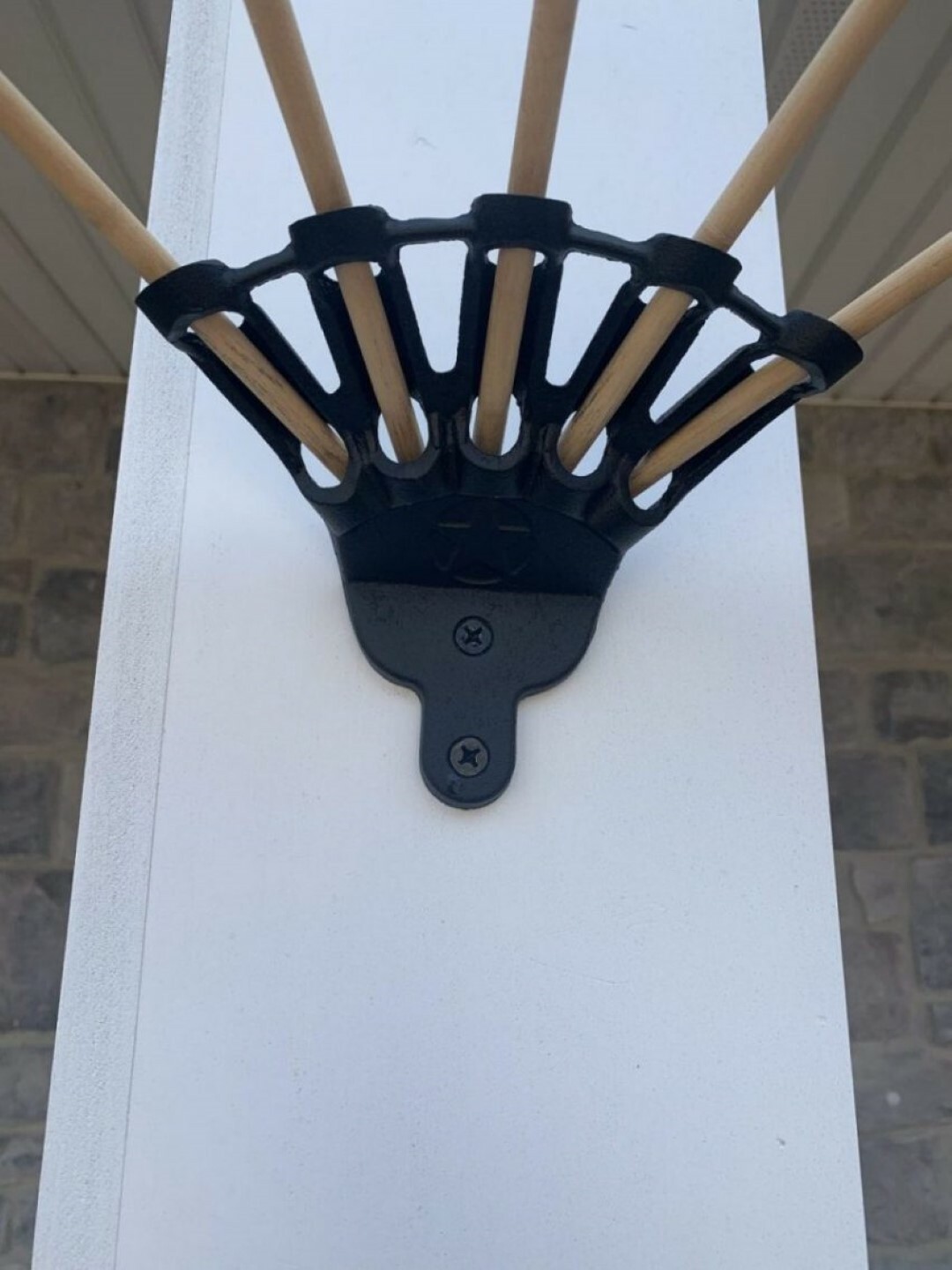 VINTAGE CAST IRON 5 FINGER FLAG HOLDER mount bracket Star Weather proof BLACK