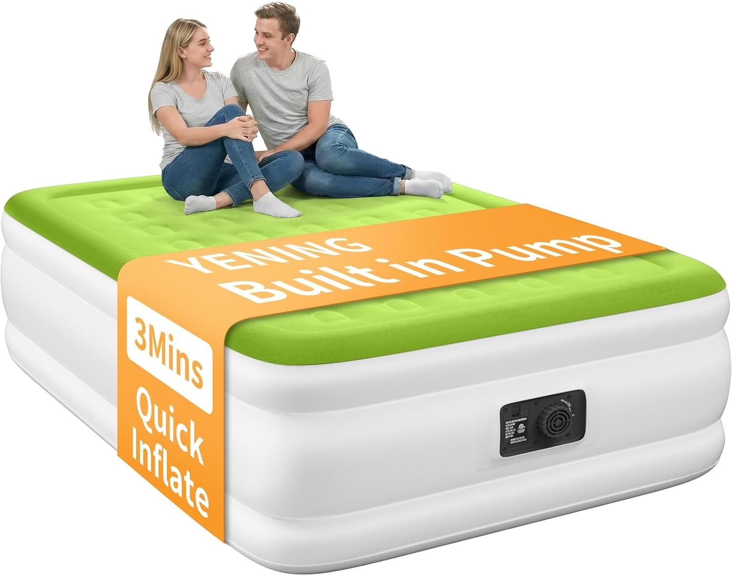 Colchon aire matrimonial bomba integrada inflable camping 18 pulgadas alto