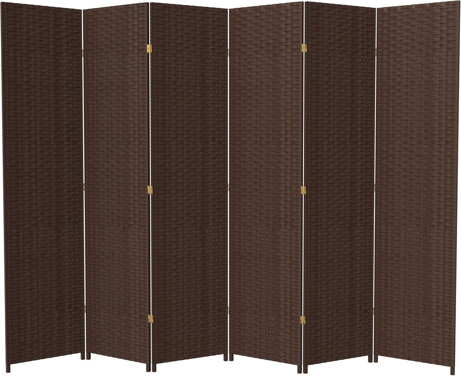 7 Ft. Tall Woven Fiber Room Divider – Dark Mocha – 6 Panel
