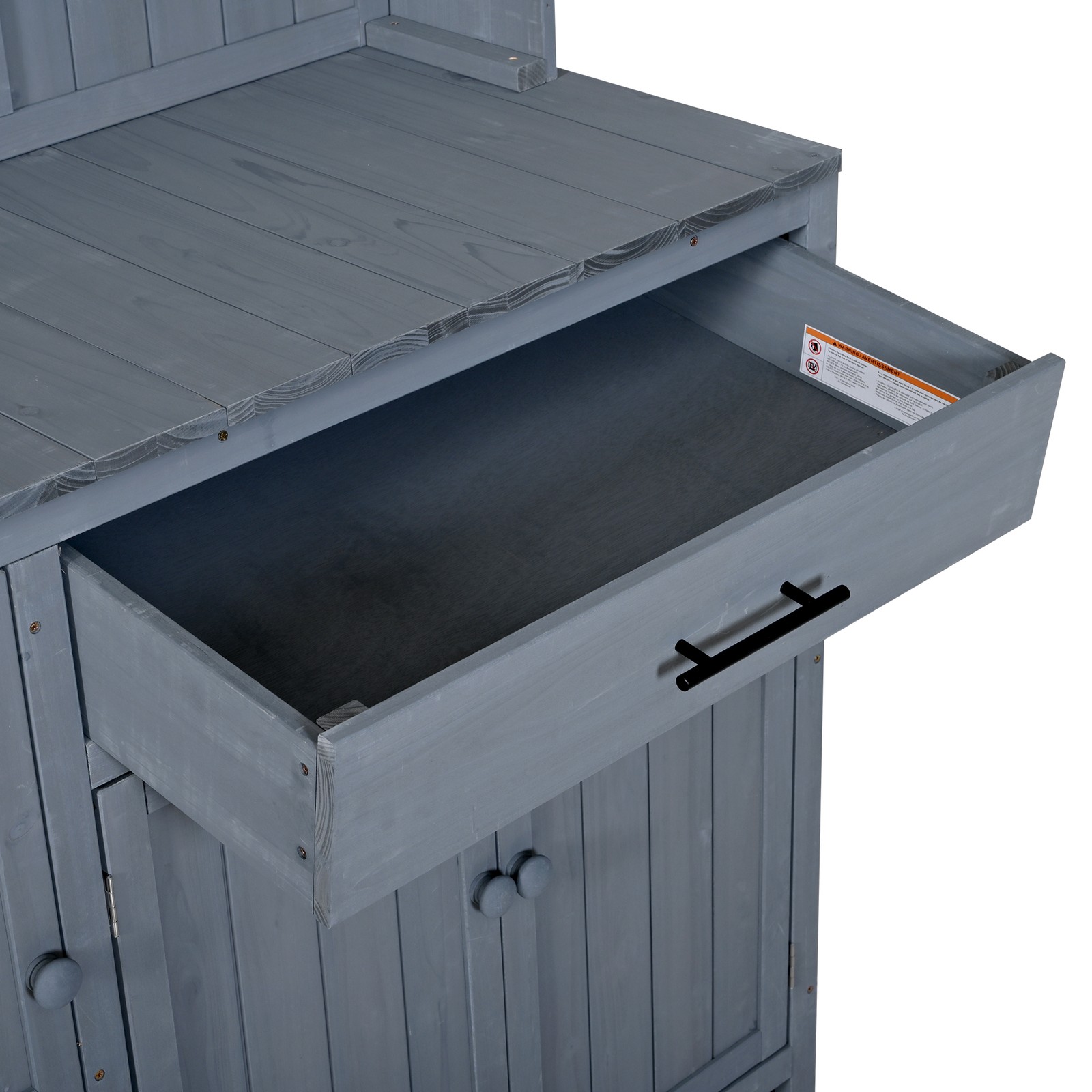 Potting Bench with Hutch 65″ Solid Fir Wood Garden Workstation Gray
