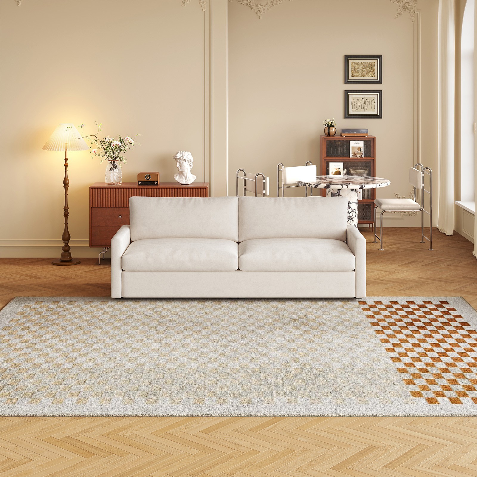 Polyester Loveseat Sofa,2 Seater Sofa With 2 Pillows,Sofa Couch For Living Room