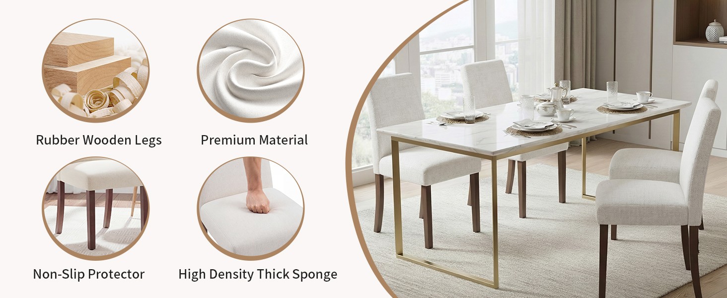 Dining Chairs Set of 4, Modern Dining Room Chairs with Wooden Legs, Upholstered