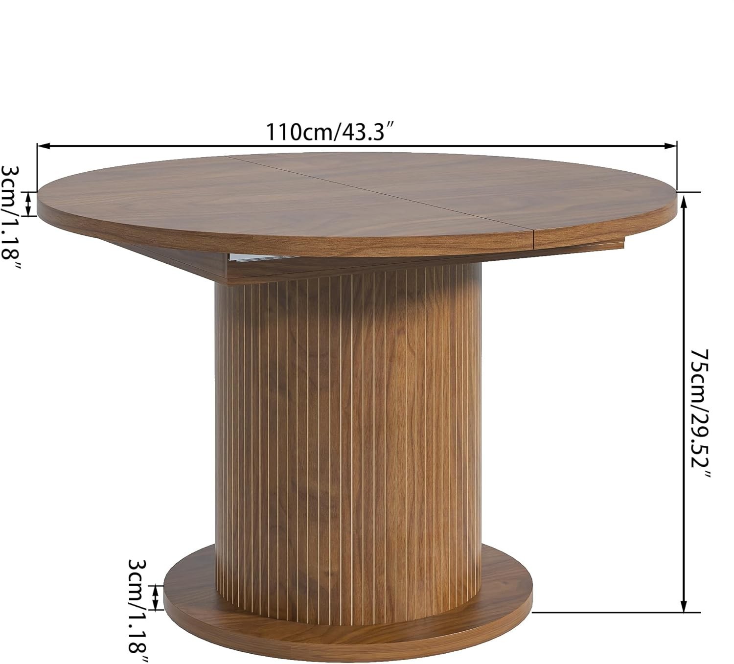 43.3 inch 59 inch Adjustable Size Round Dining Table 4 6 Unique Design Modern