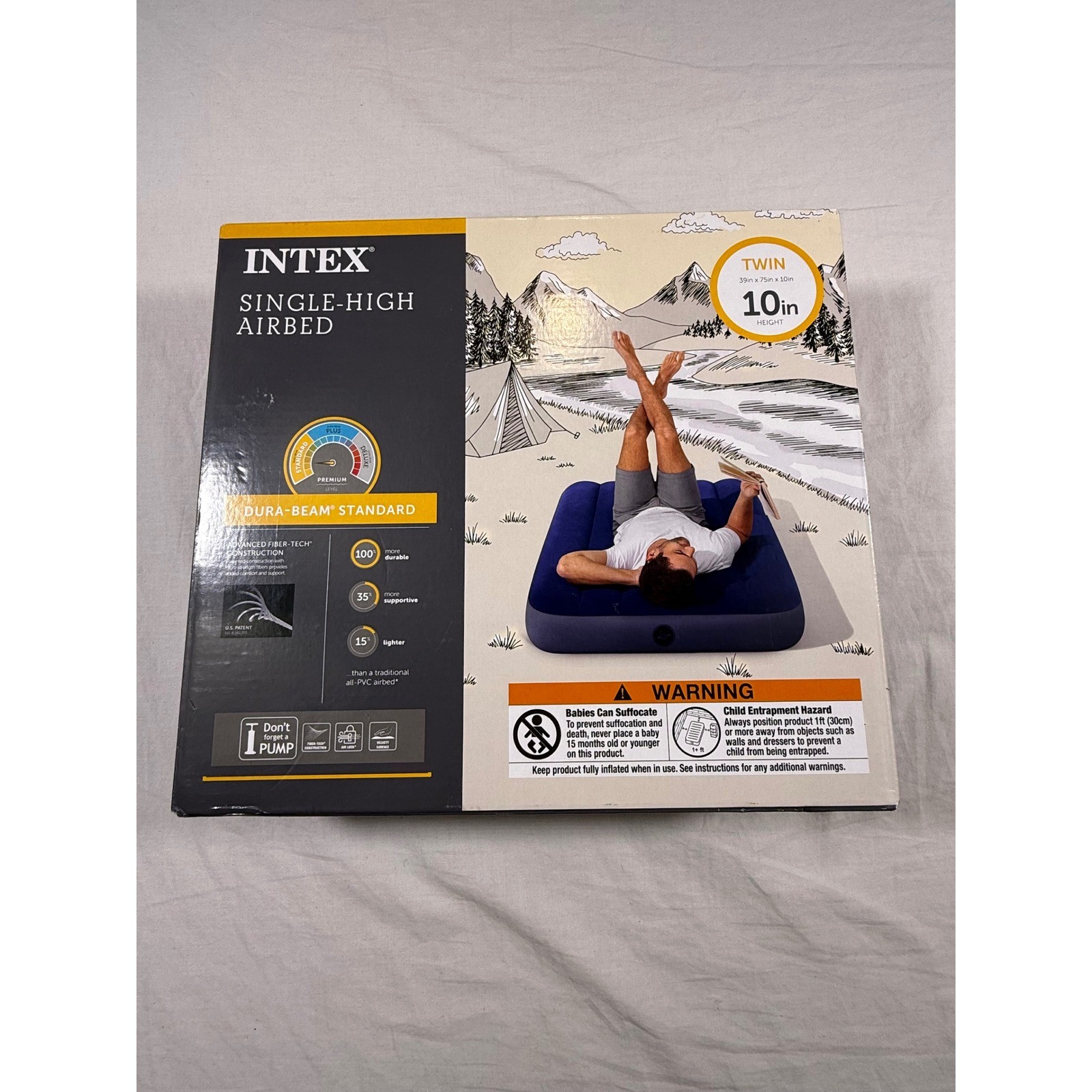 Intex Single-High Airbed Twin Blue NEW Dura-Beam Standard 10in Height