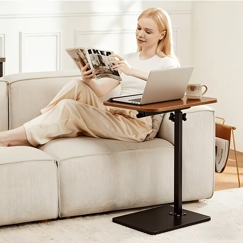 Adjustable Overbed Table Swivel Laptop Desk Small Sofa Side End Tray