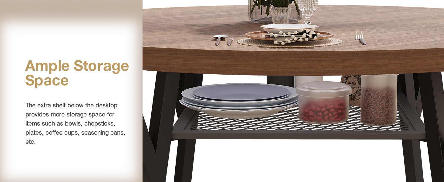 Round Dining Table Set for 4, Kitchen Table and Chairs for 4, Dining Room Circle