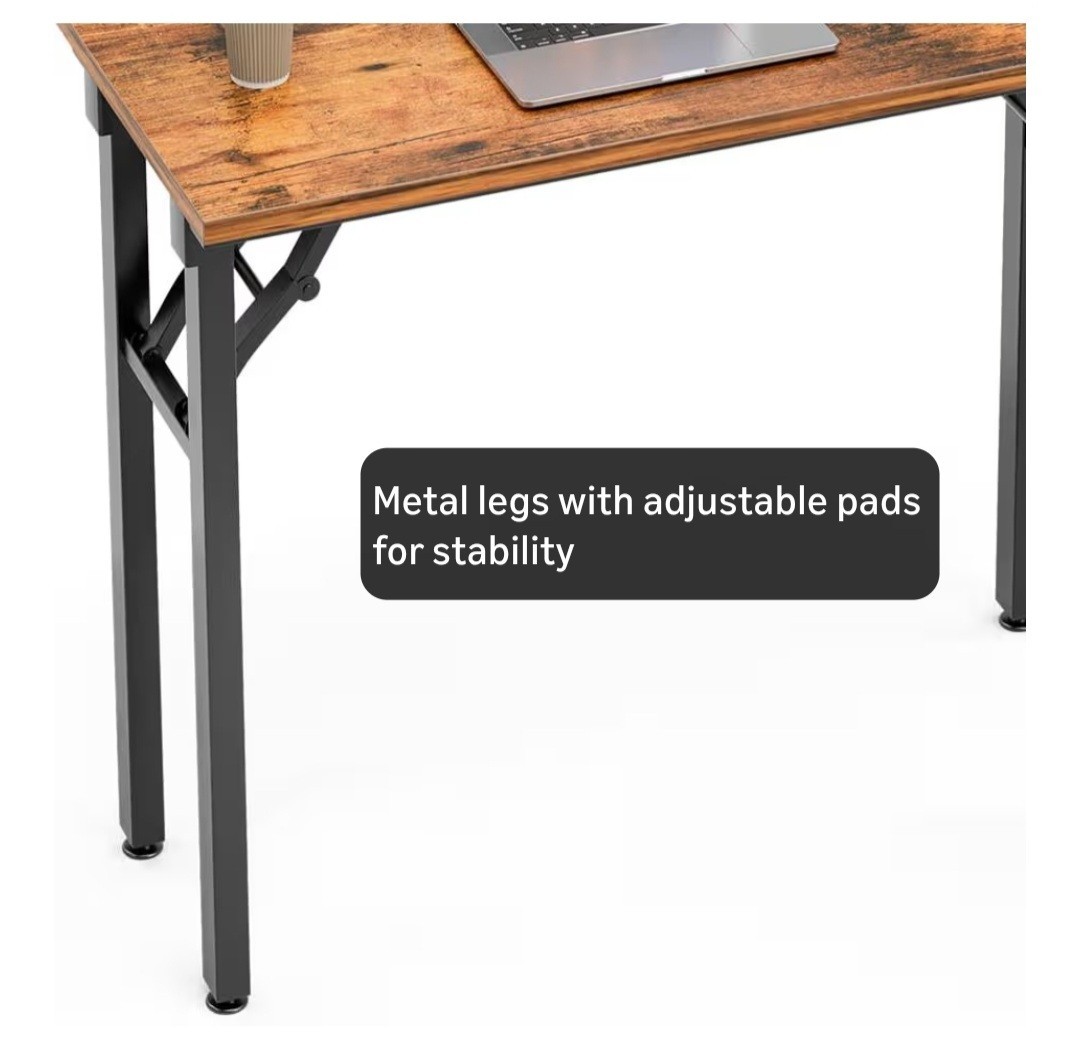 Folding Computer Desk Rustic Brown 44″ Engineered Wood Metal Legs