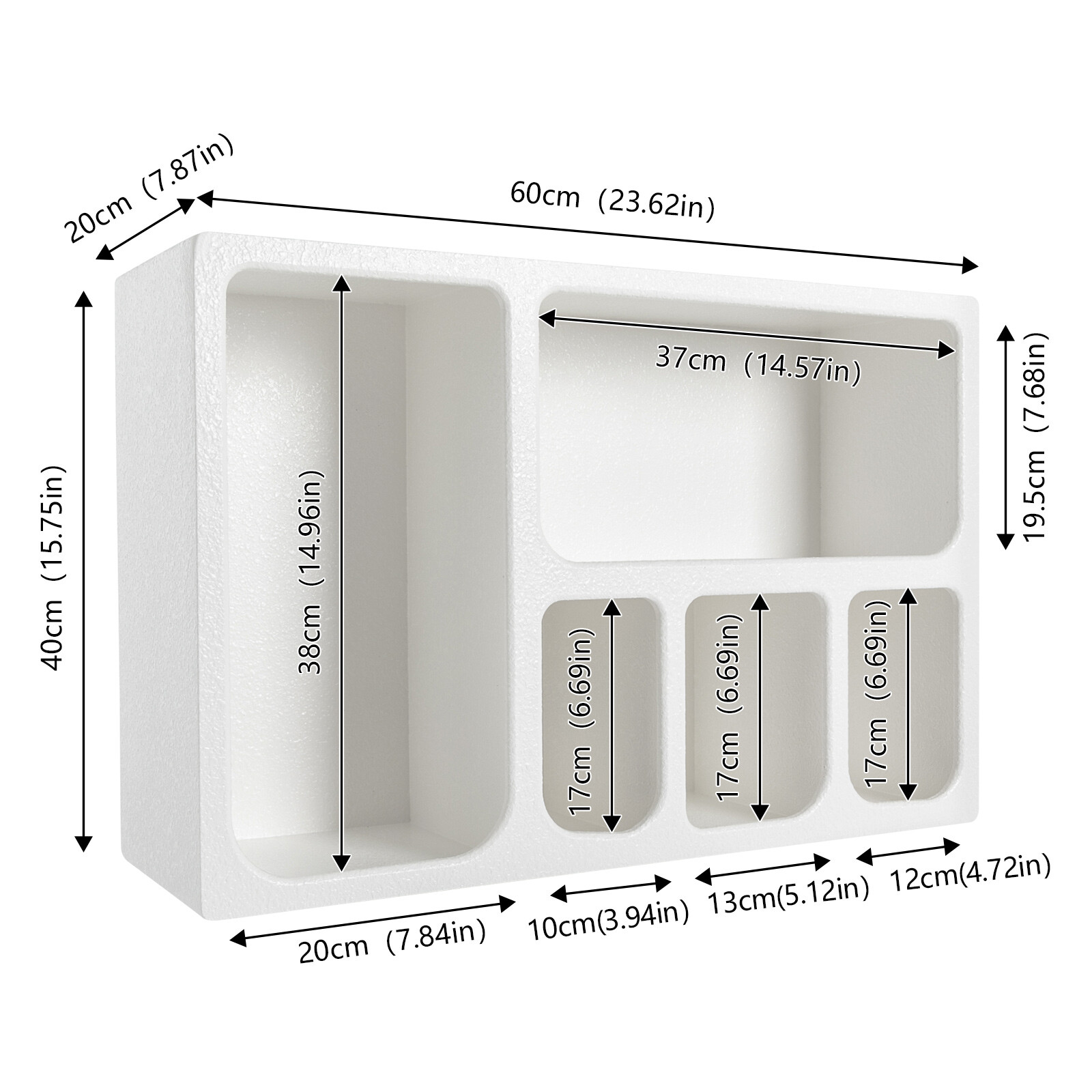 White Geometric Wall Shelves Floating Shelves, Wall Mounted Storage Organizer
