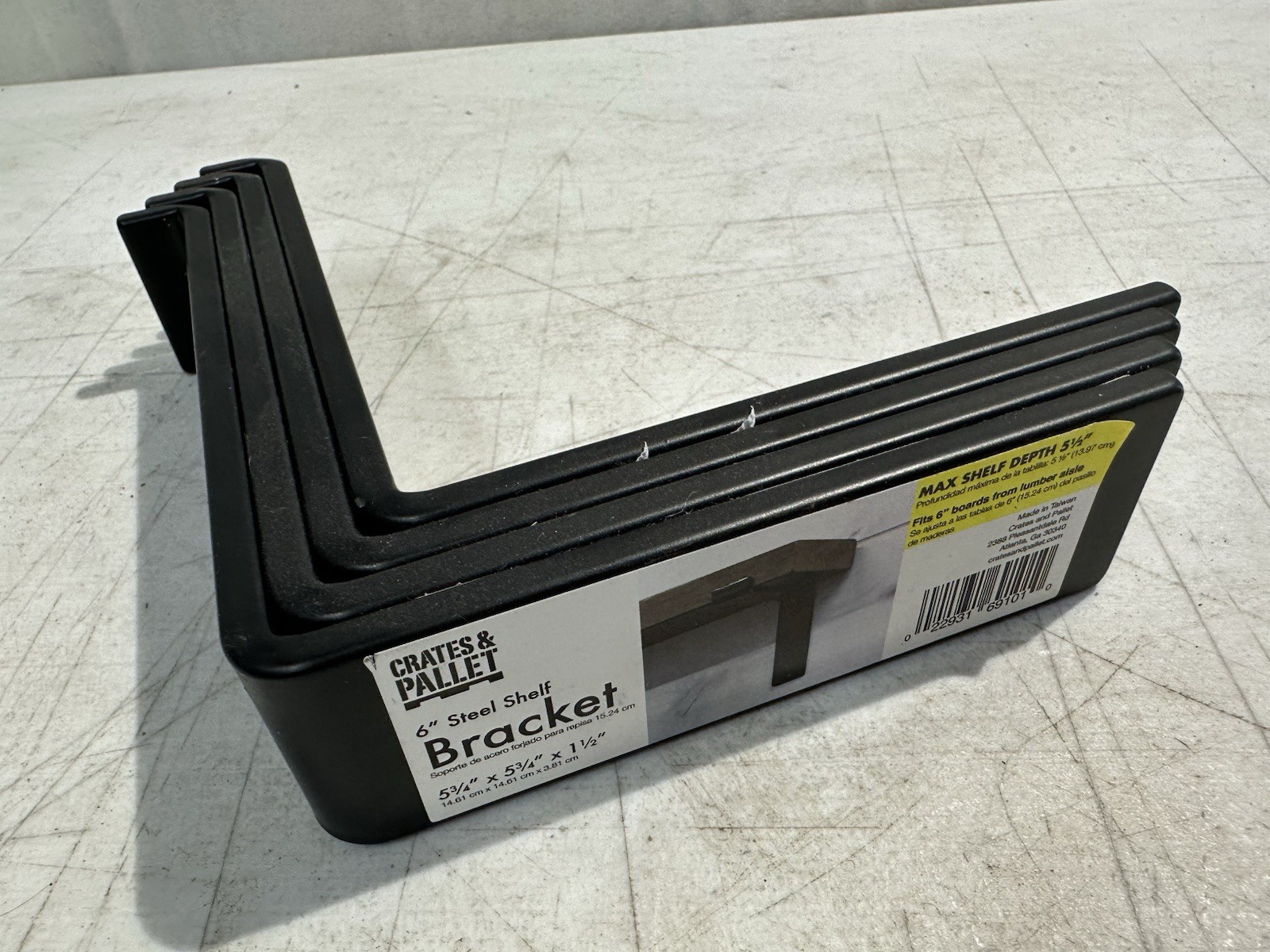 CRATES & PALLET 6 in. Black Steel Shelf Bracket for Wood Shelving – SET OF 4