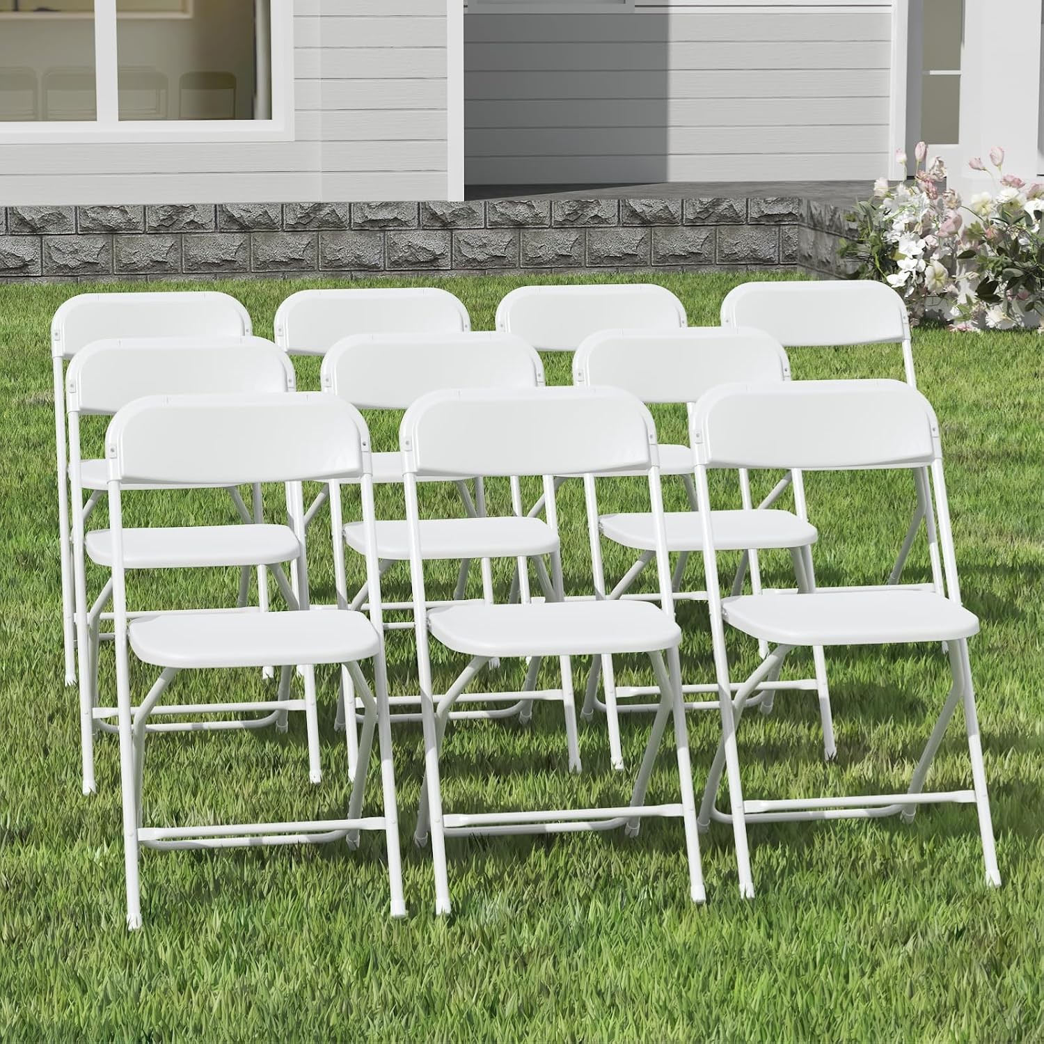 10 Pack Plastic Folding Portable Chairs, Outdoor Indoor,Event Chair, Lightweight