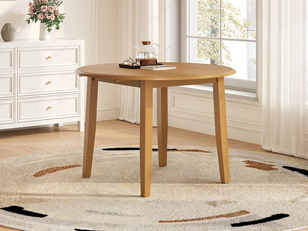 Extendable Round Dining Table for 2-4 People, Folding MDF Top