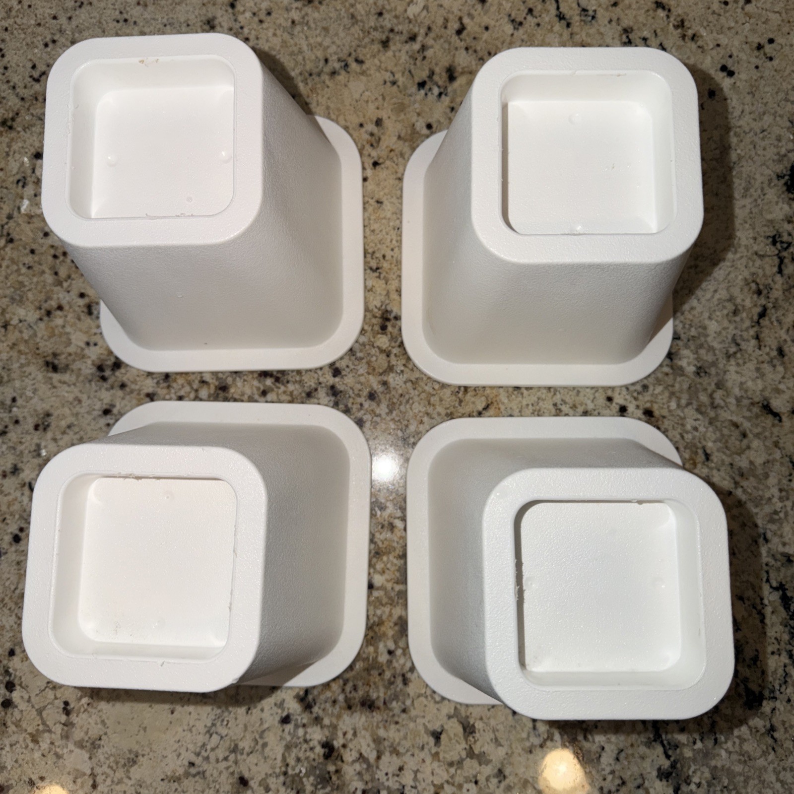 Set of 4 White Plastic Bed Risers, 6 Inch Height, Durable Support for Furniture