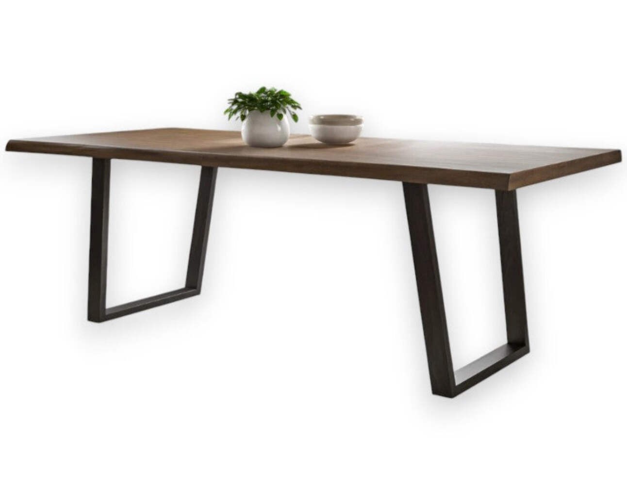 76-Inch Live Edge Solid Mahogany Dining Table – Two-Tone Natural Wood Finish | C