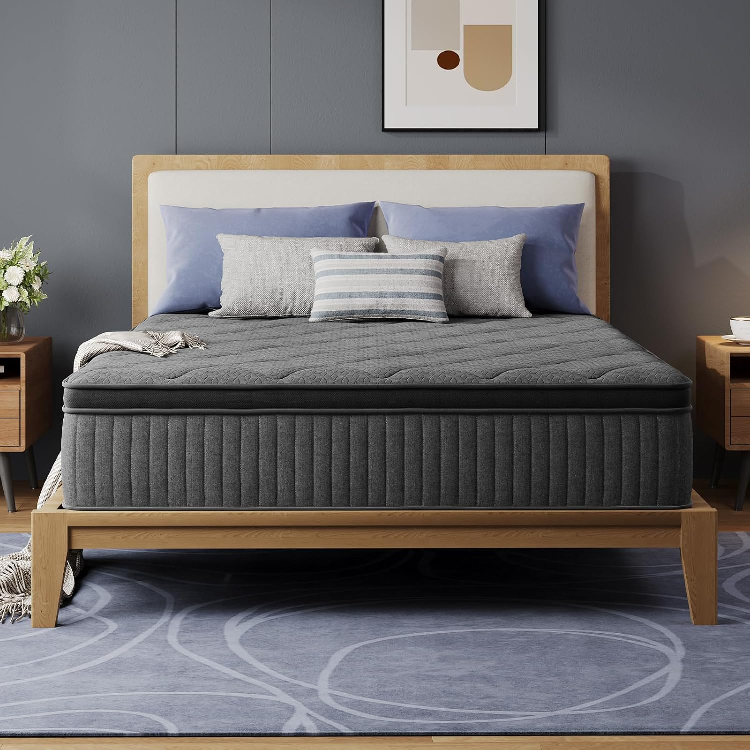 12 Inch King Size Mattress, Hybrid Mattress with Smarts Coil™ Pocket Springs for