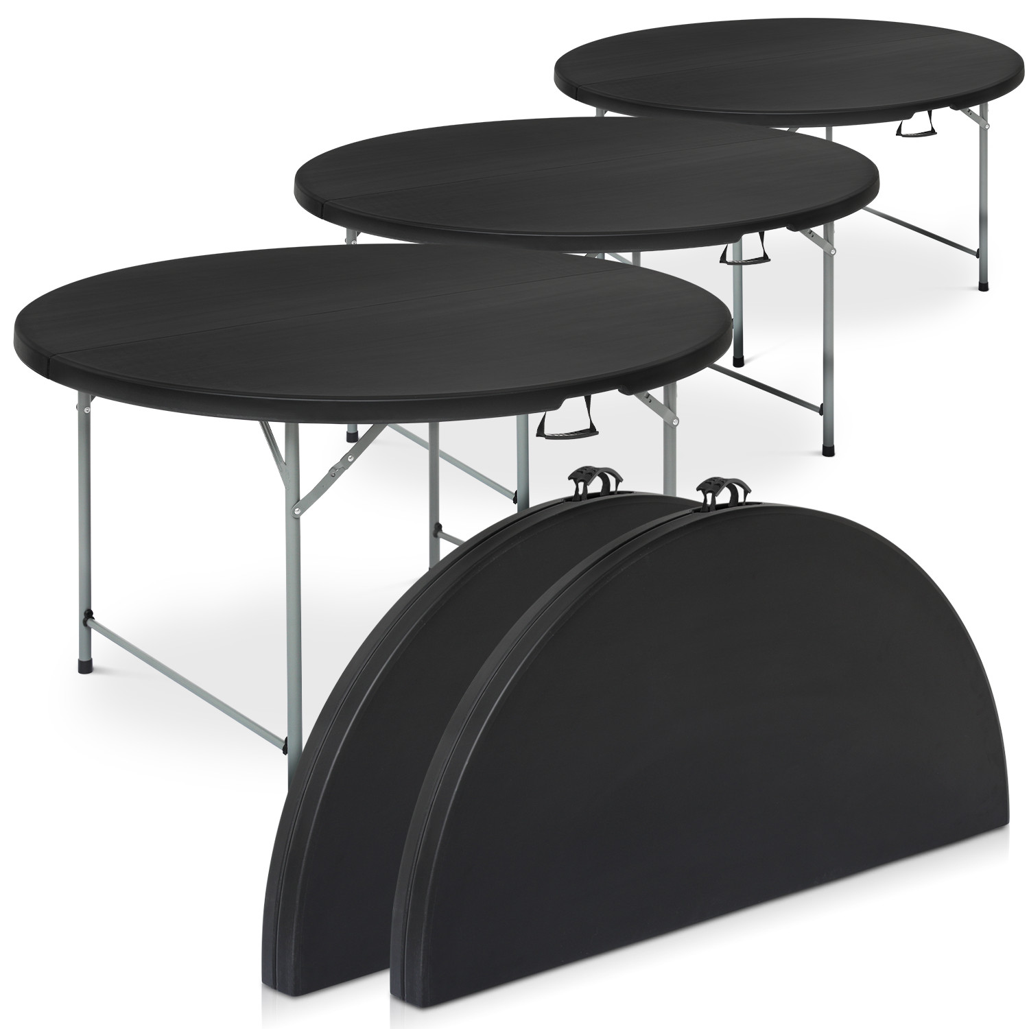 5 Pack Black[5 FT FOLDING ROUND TABLE]Party Portable Picnic Dining Desk w/Handle