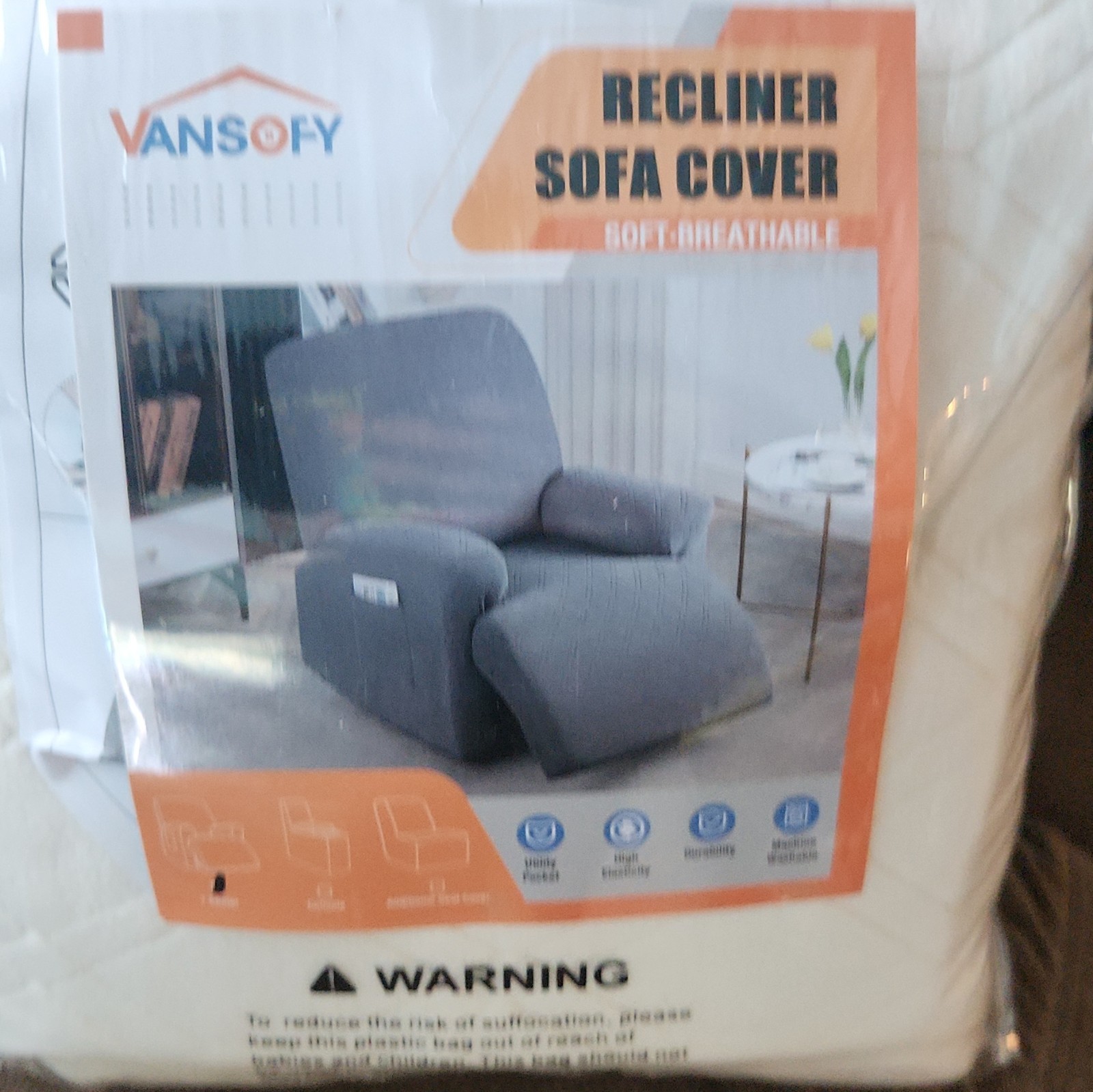 VANSOFY White Quilted Stretch Recliner Slipcover, Machine Washable