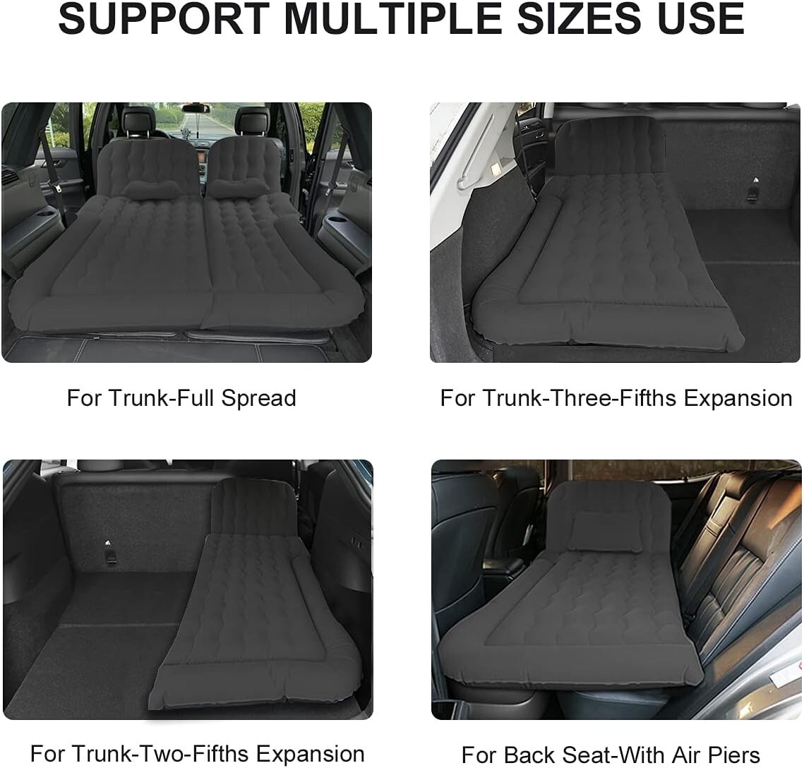 3 in 1 SUV Air Mattress Car Mattress with Air Pump, 2 Support Fillers, 2 Pillows