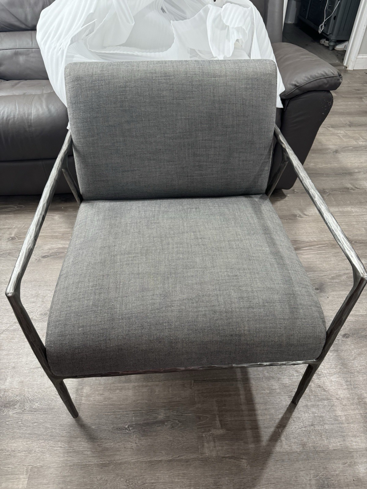 Restoration Hardware Thaddeus Track Arm Chairs.