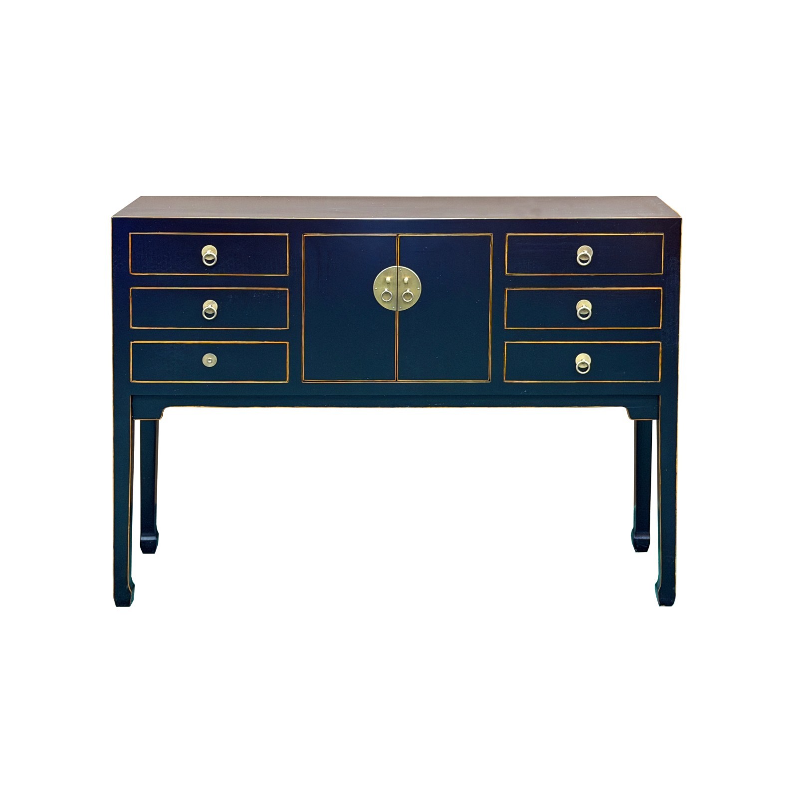 47″ Black Wood Grain Pattern 6 Drawers Console Side Altar Table ws5064