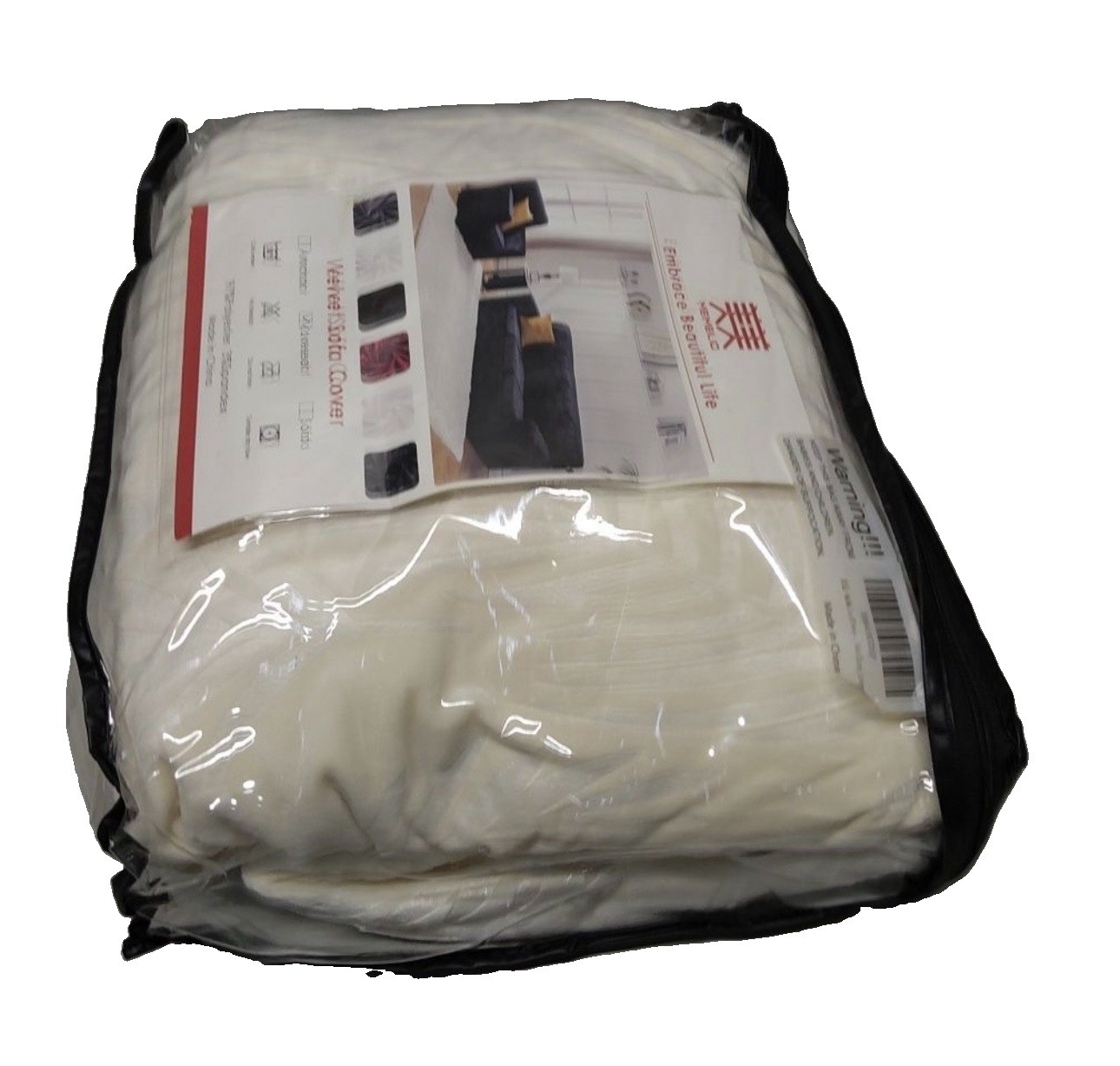 Velvet Stretch Loveseat Sofa Cover Ivory Embossed Leaf 3 Piece 2 Cushion