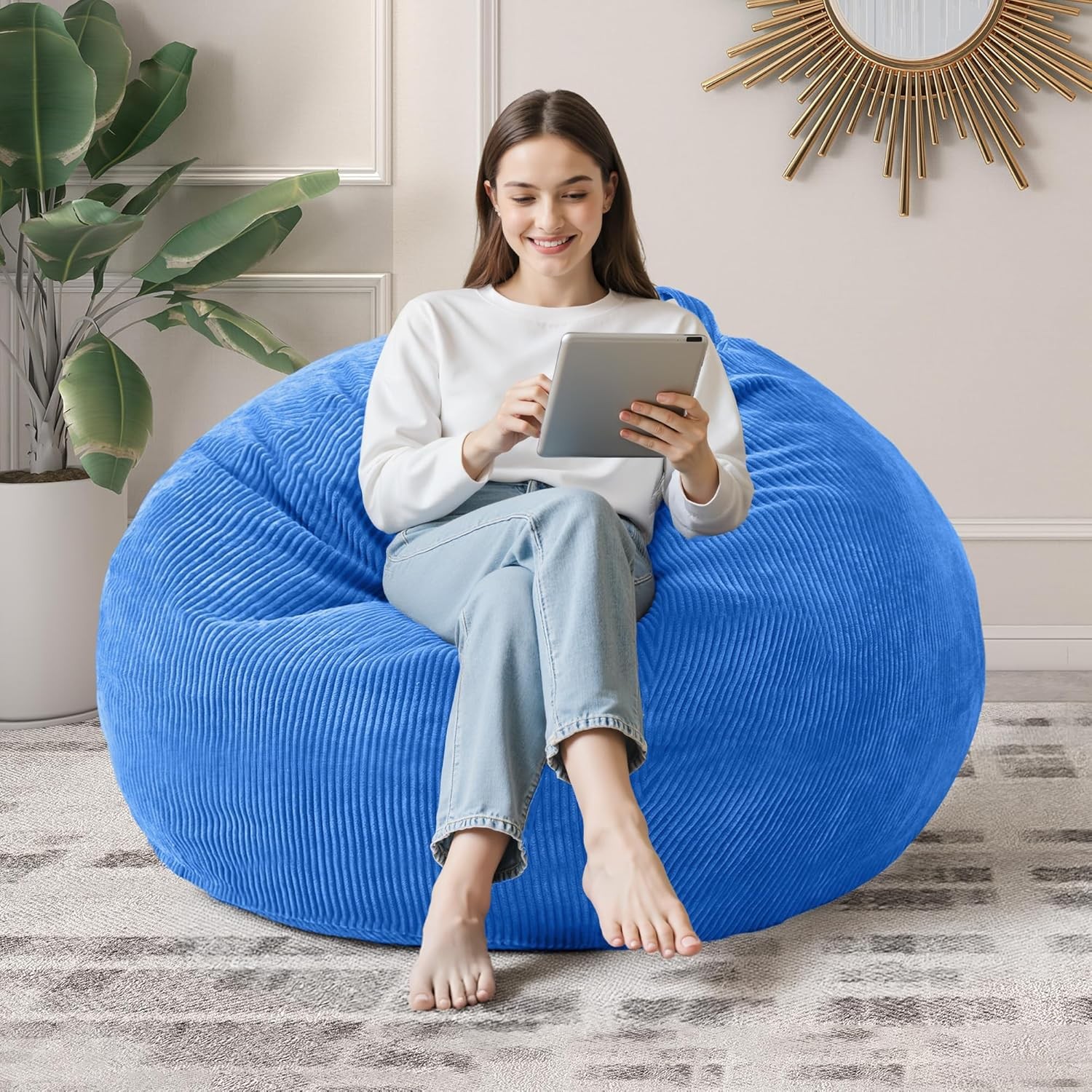 3FT Bean Bag Chairs Teardrop Bean Bag Chair Adults Beanbag Chair W/ Memory Foam
