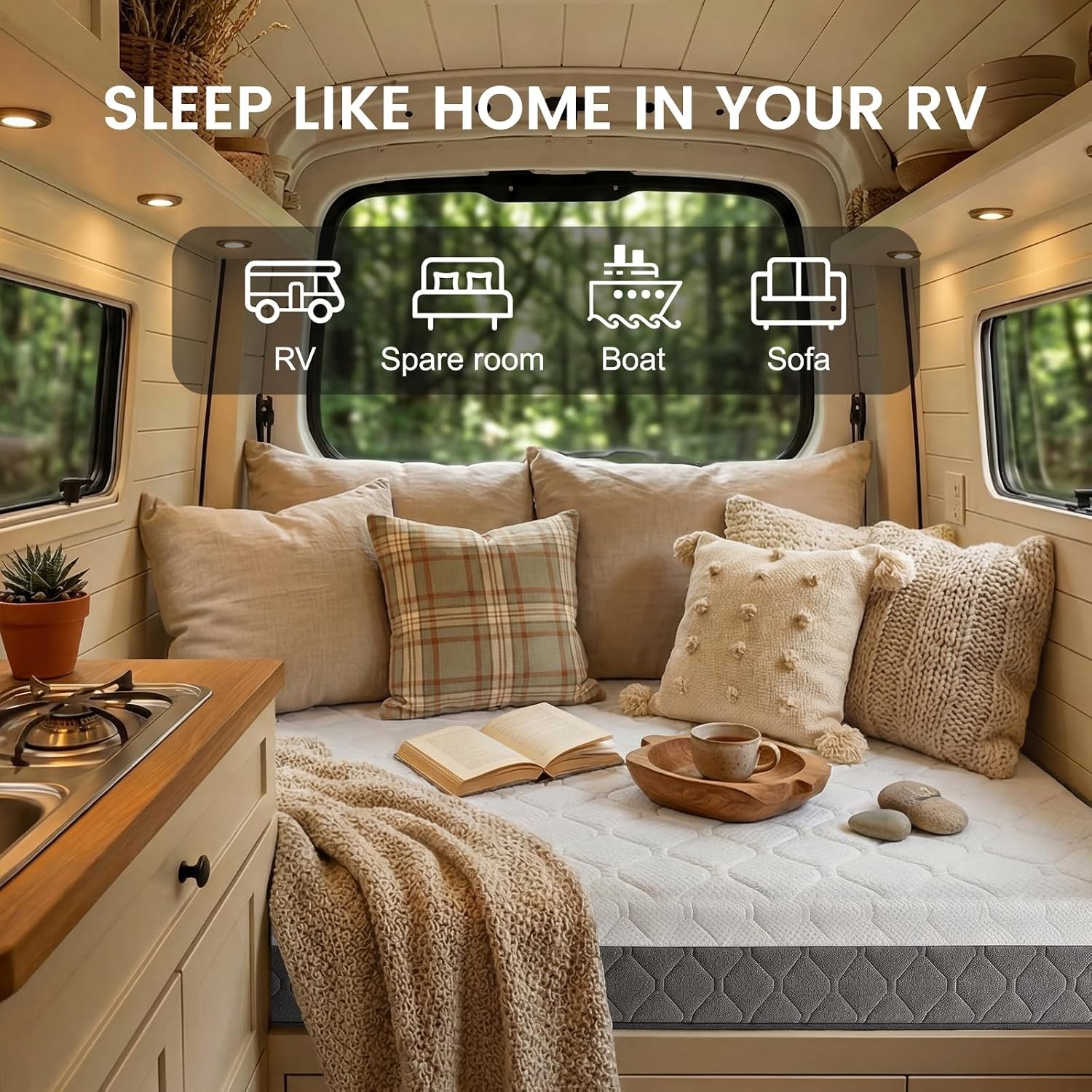 RV Mattress Short Queen 8-Inch: Medium Firm Memory Foam for Pressure Relief,